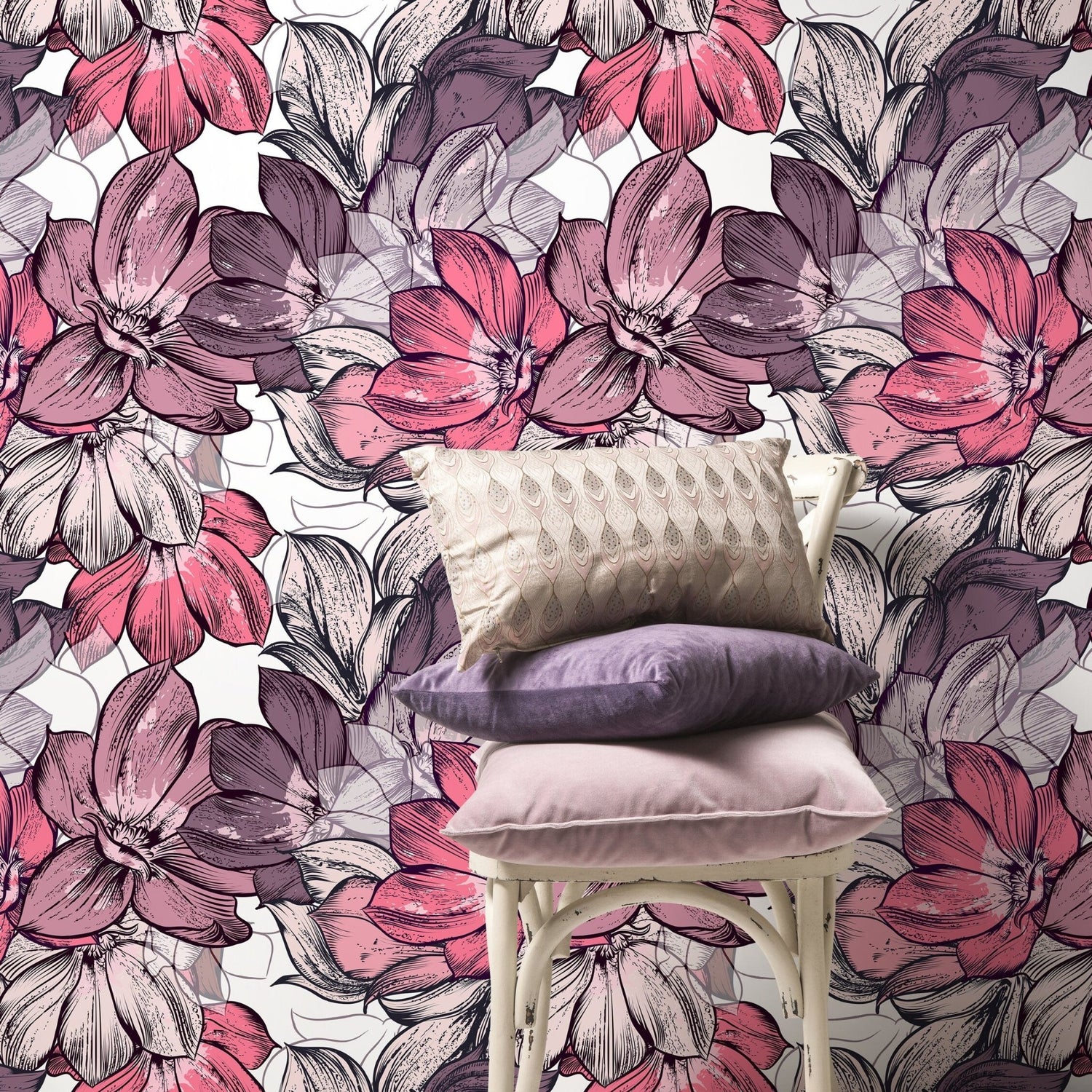 Removable Wallpaper Peel and Stick Wallpaper Wall Paper Wall Mural - Floral Wallpaper - B556 - WallTrend