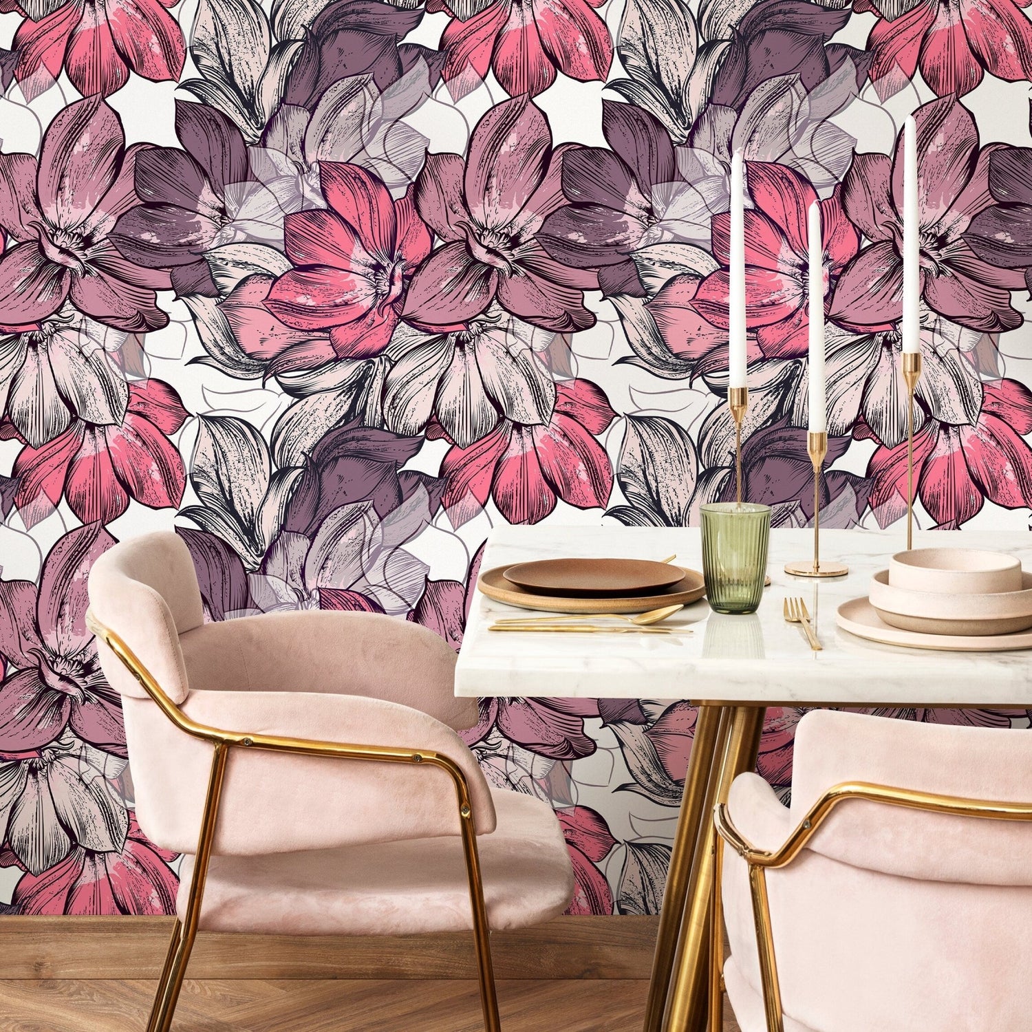 Removable Wallpaper Peel and Stick Wallpaper Wall Paper Wall Mural - Floral Wallpaper - B556 - WallTrend