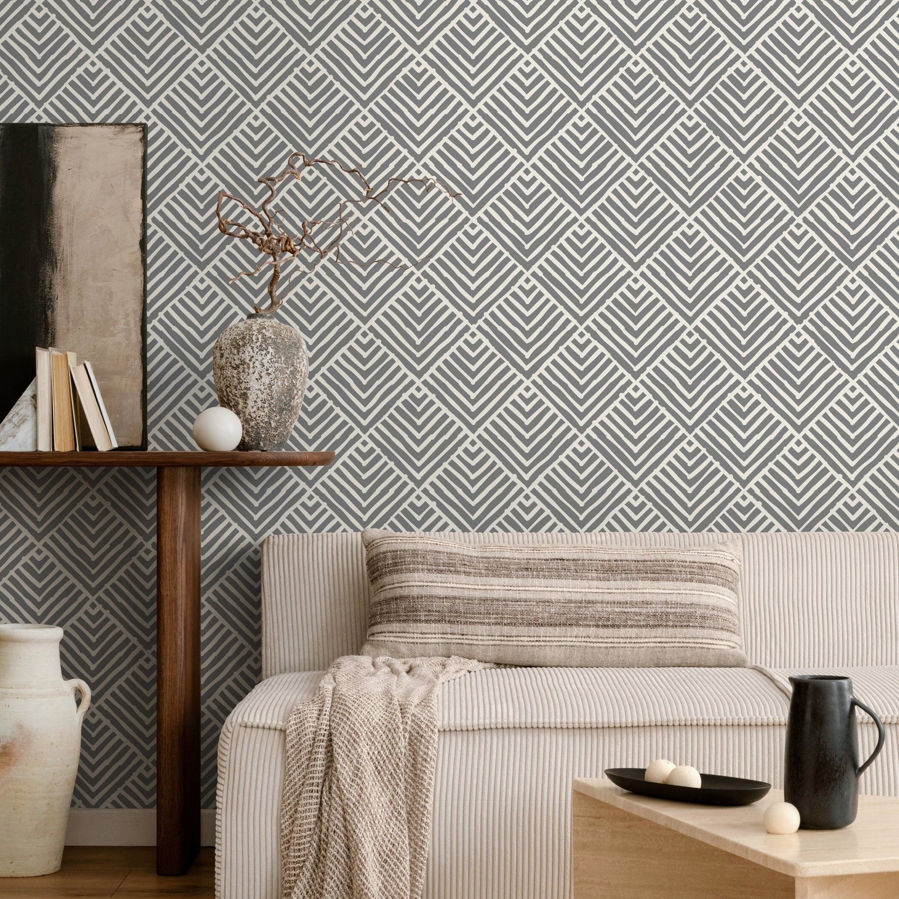 Removable Wallpaper Peel and Stick Wallpaper Wall Paper Wall Mural - Geometric Black and White Wallpaper - A465 - WallTrend