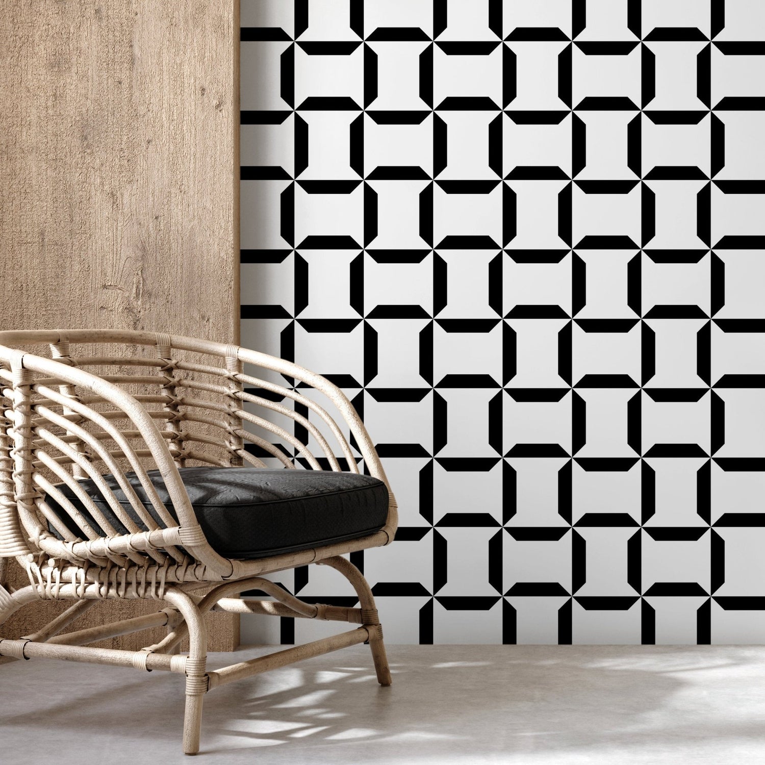 Removable Wallpaper Peel and Stick Wallpaper Wall Paper Wall Mural - Geometric Black and White Wallpaper - C283 - WallTrend