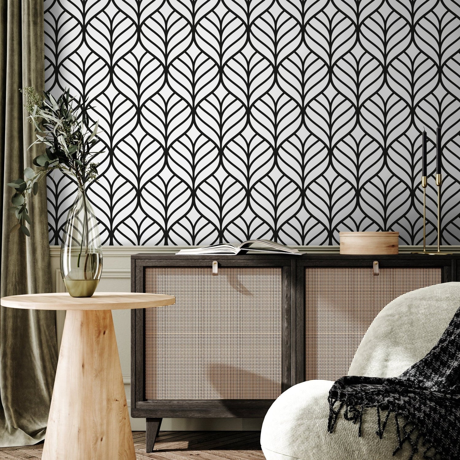 Removable Wallpaper Peel and Stick Wallpaper Wall Paper Wall Mural - Geometric Black and White Wallpaper - D972 - WallTrend