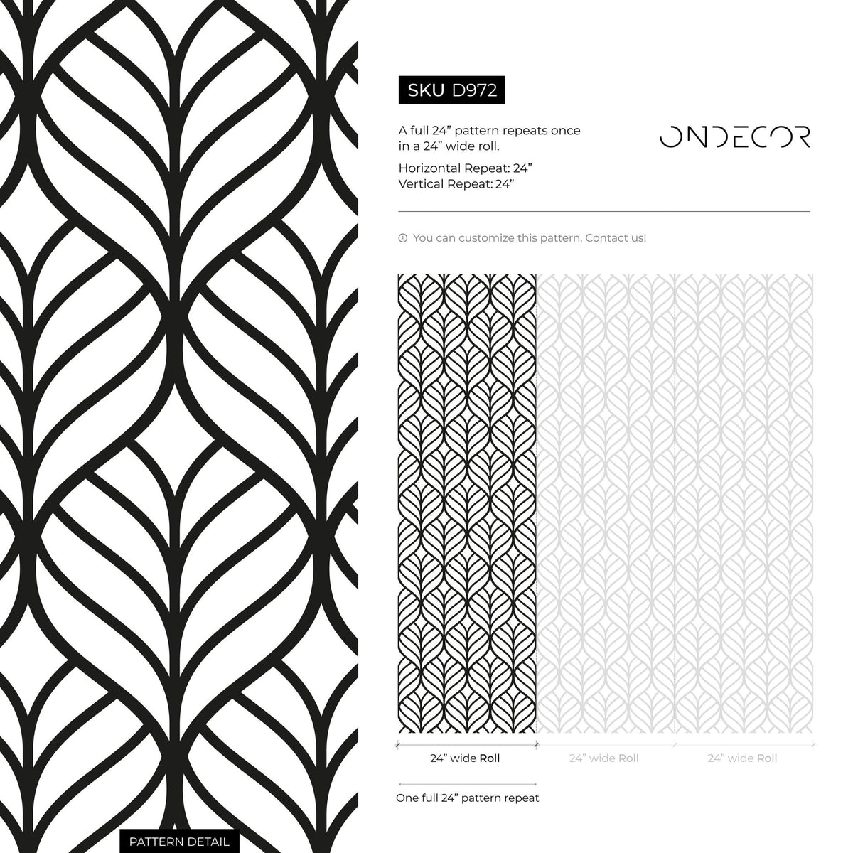 Removable Wallpaper Peel and Stick Wallpaper Wall Paper Wall Mural - Geometric Black and White Wallpaper - D972 - WallTrend