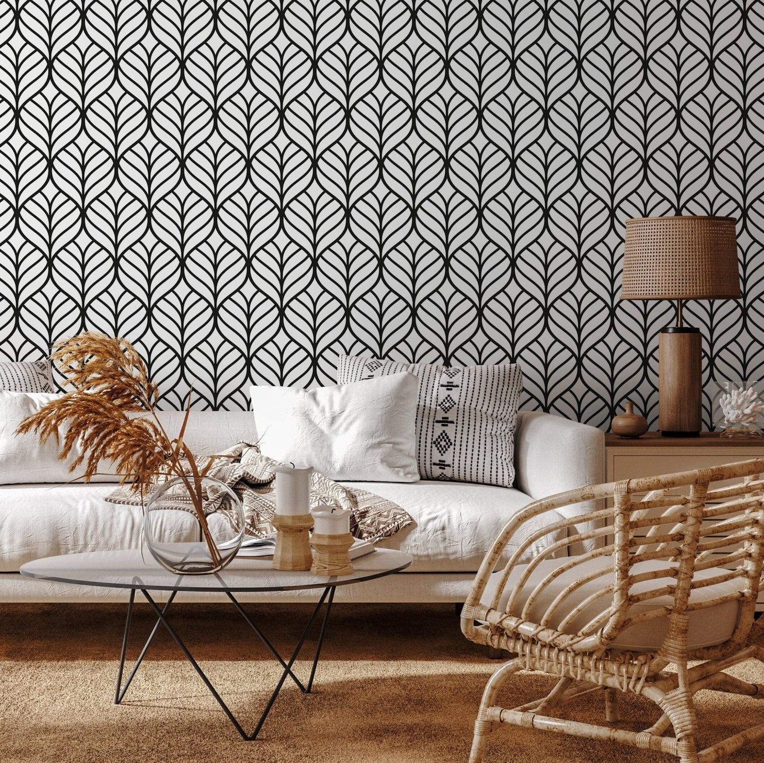 Removable Wallpaper Peel and Stick Wallpaper Wall Paper Wall Mural - Geometric Black and White Wallpaper - D972 - WallTrend