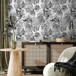 Removable Wallpaper Peel and Stick Wallpaper Wall Paper Wall Mural - Grayscale Tropical Wallpaper - D973 - WallTrend