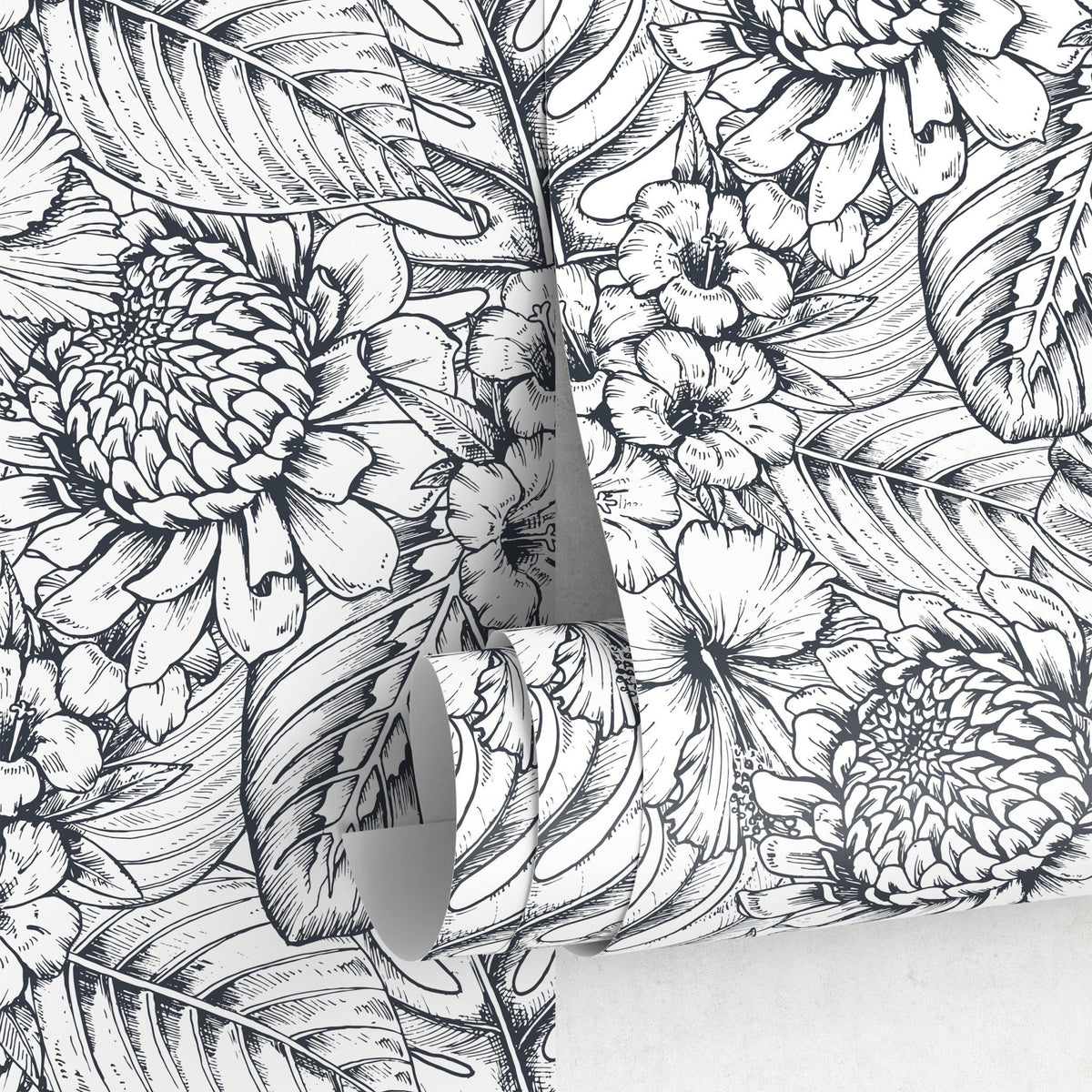 Removable Wallpaper Peel and Stick Wallpaper Wall Paper Wall Mural - Hand Draw Floral Wallpaper - A462 - WallTrend