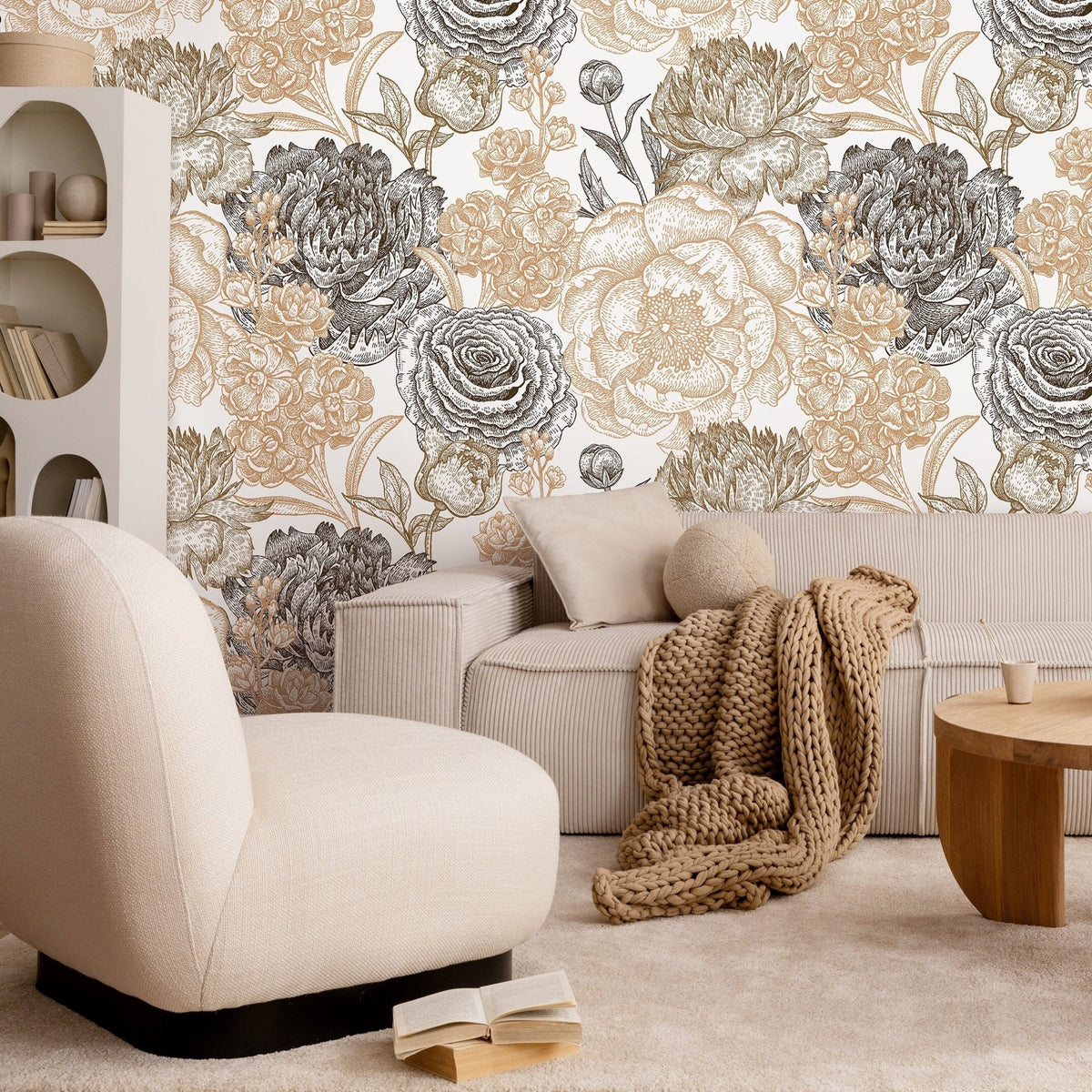 Removable Wallpaper Peel and Stick Wallpaper Wall Paper Wall Mural - Hand Draw Floral Wallpaper - A551 - WallTrend