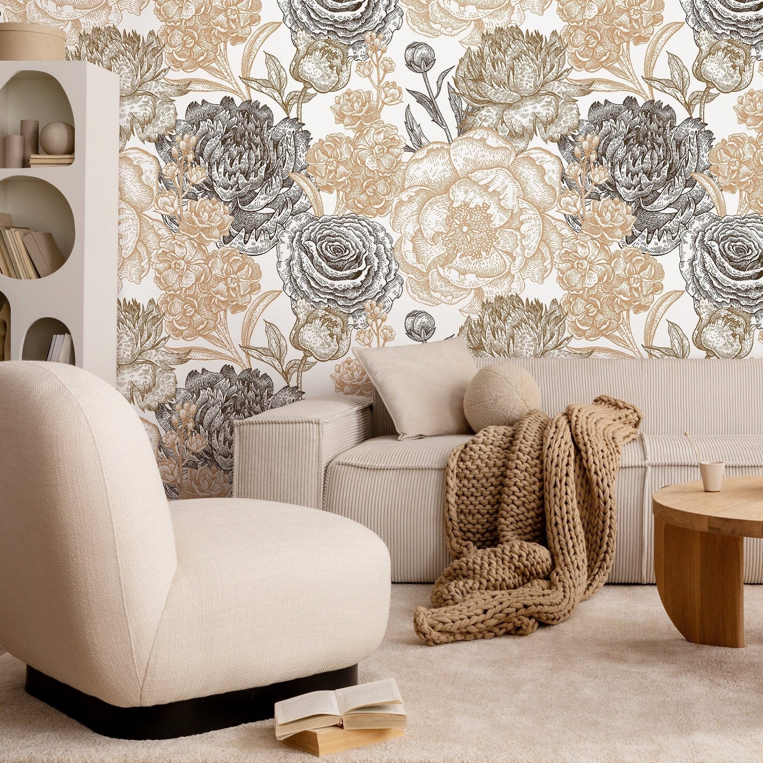 Removable Wallpaper Peel and Stick Wallpaper Wall Paper Wall Mural - Hand Draw Floral Wallpaper - A551 - WallTrend