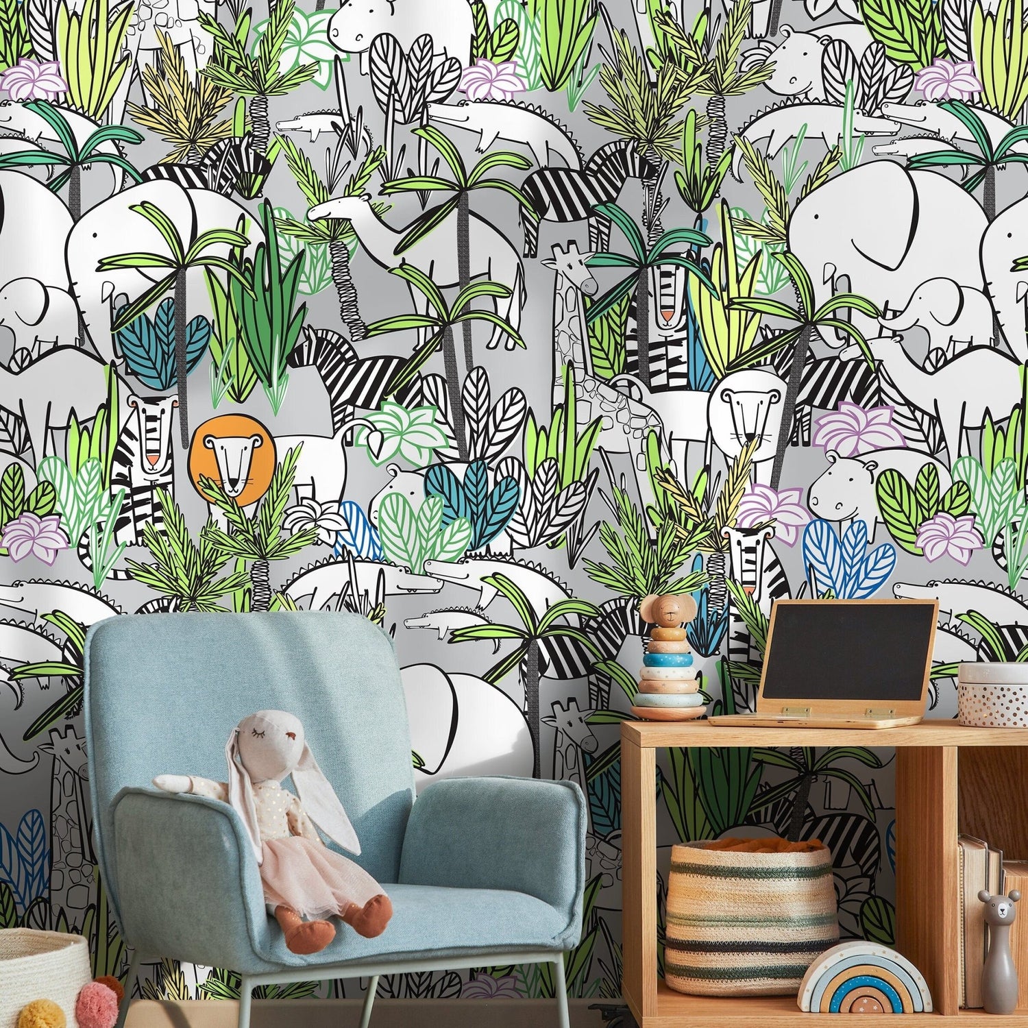 Removable Wallpaper Peel and Stick Wallpaper Wall Paper Wall Mural - Into the Wild Wallpaper Nursery Wallpaper - A525 - WallTrend