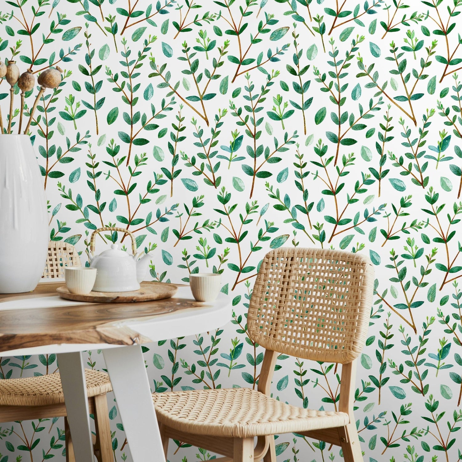 Removable Wallpaper Peel and Stick Wallpaper Wall Paper Wall Mural - Leaf Wallpaper Tropical Wallpaper - A463 - WallTrend