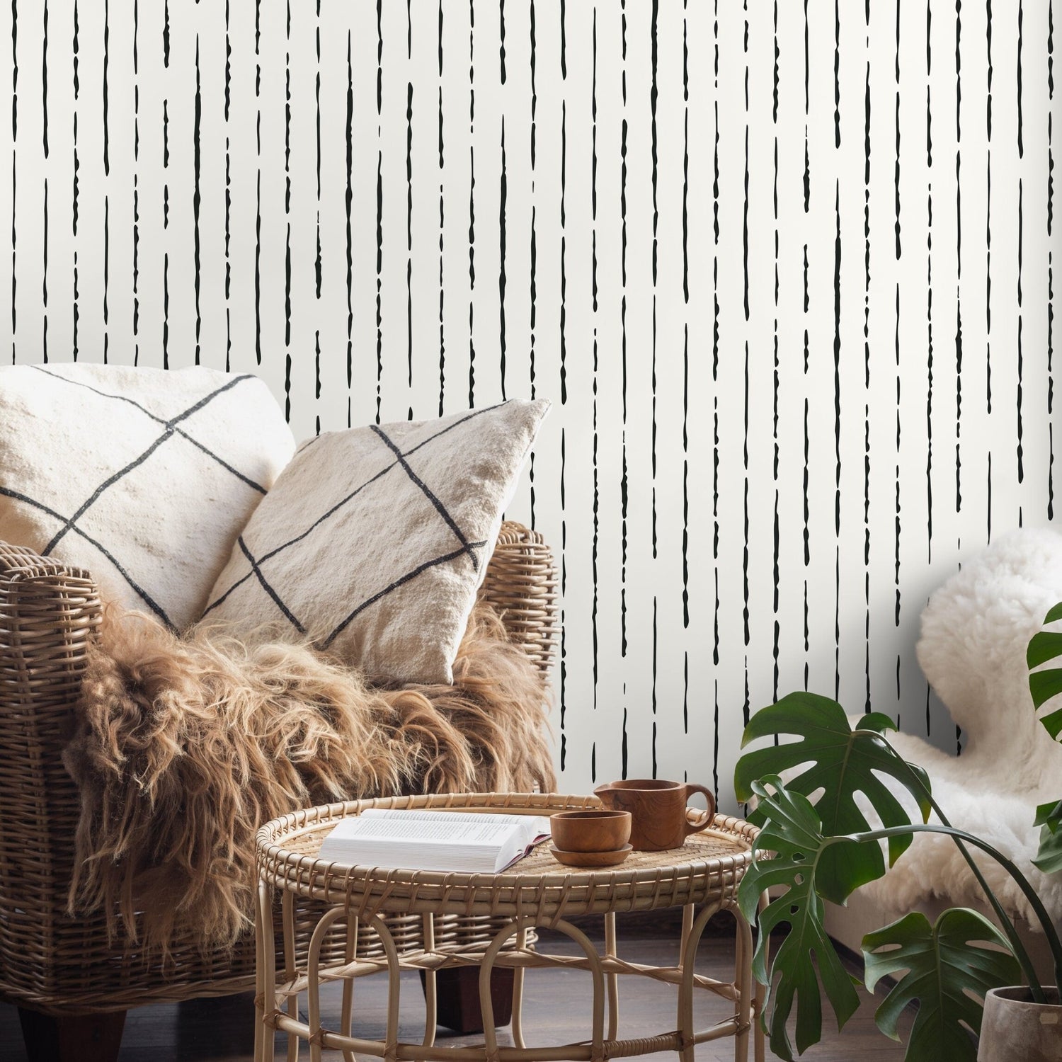 Removable Wallpaper Peel and Stick Wallpaper Wall Paper Wall Mural - Minimal Drops Wallpaper - B101 - WallTrend