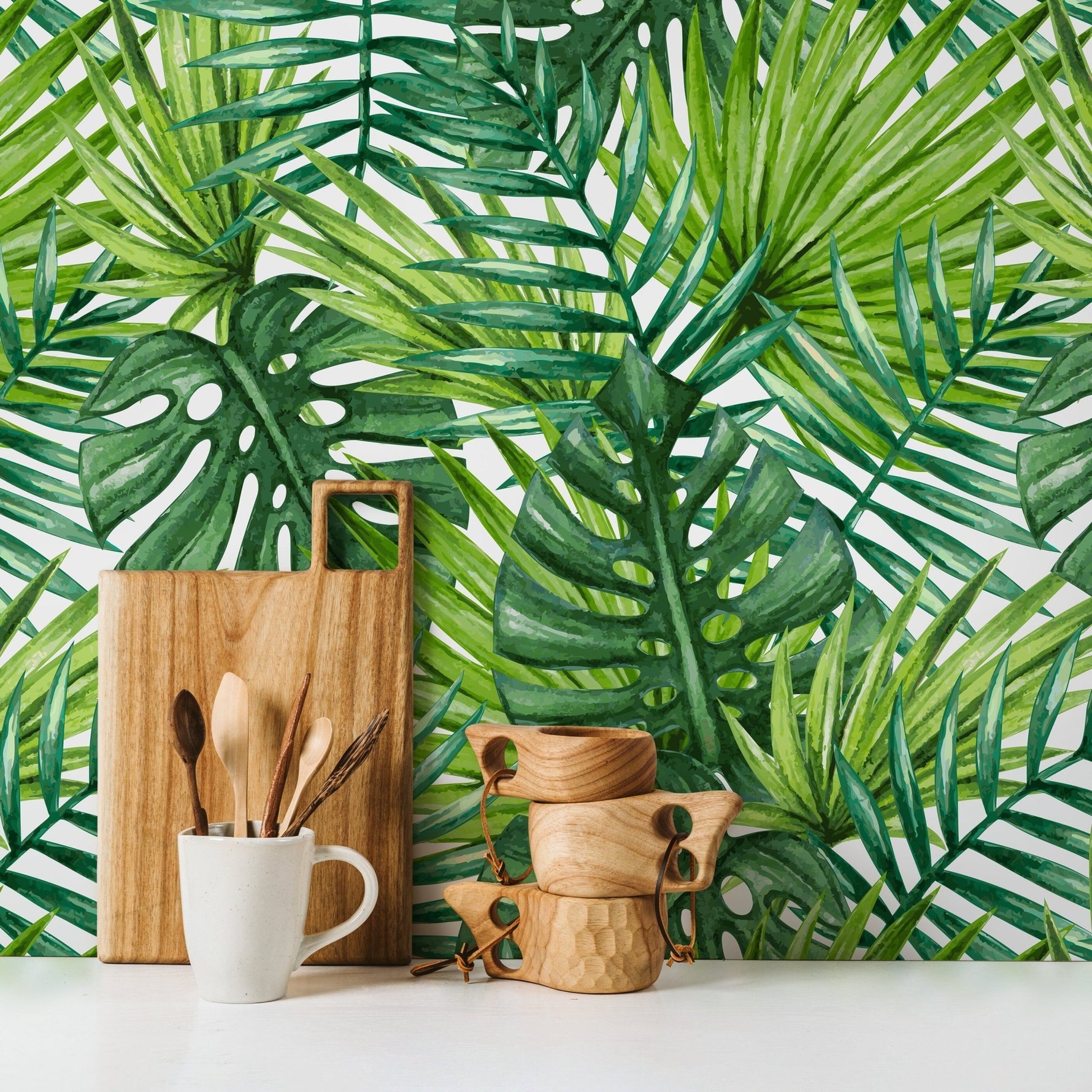 Removable Wallpaper Peel and Stick Wallpaper Wall Paper Wall Mural - Monstera Leaf Wallpaper - A399 - WallTrend