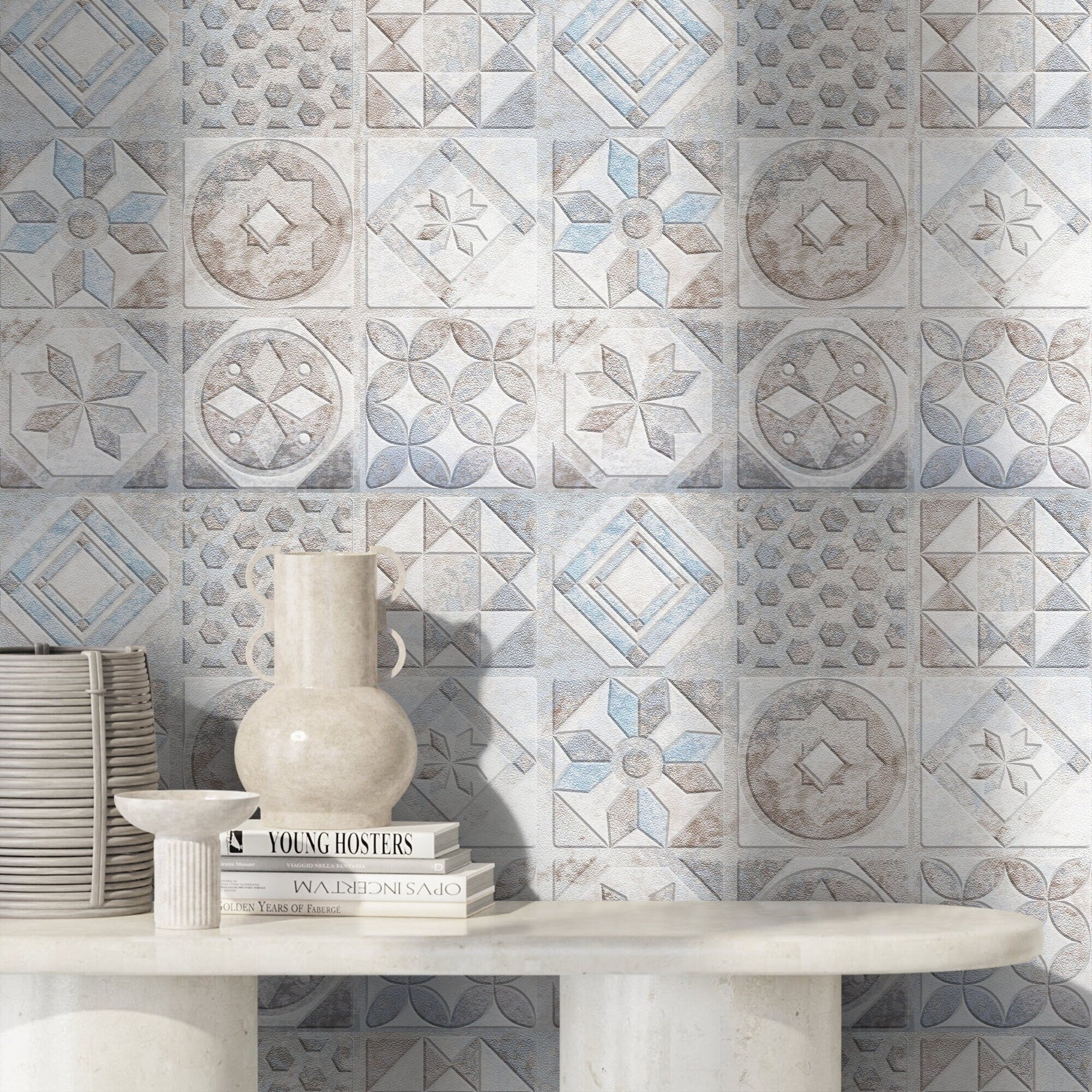 Removable Wallpaper Peel and Stick Wallpaper Wall Paper Wall Mural - Portuguese Azulejos Tile Wallpaper - A556 - WallTrend