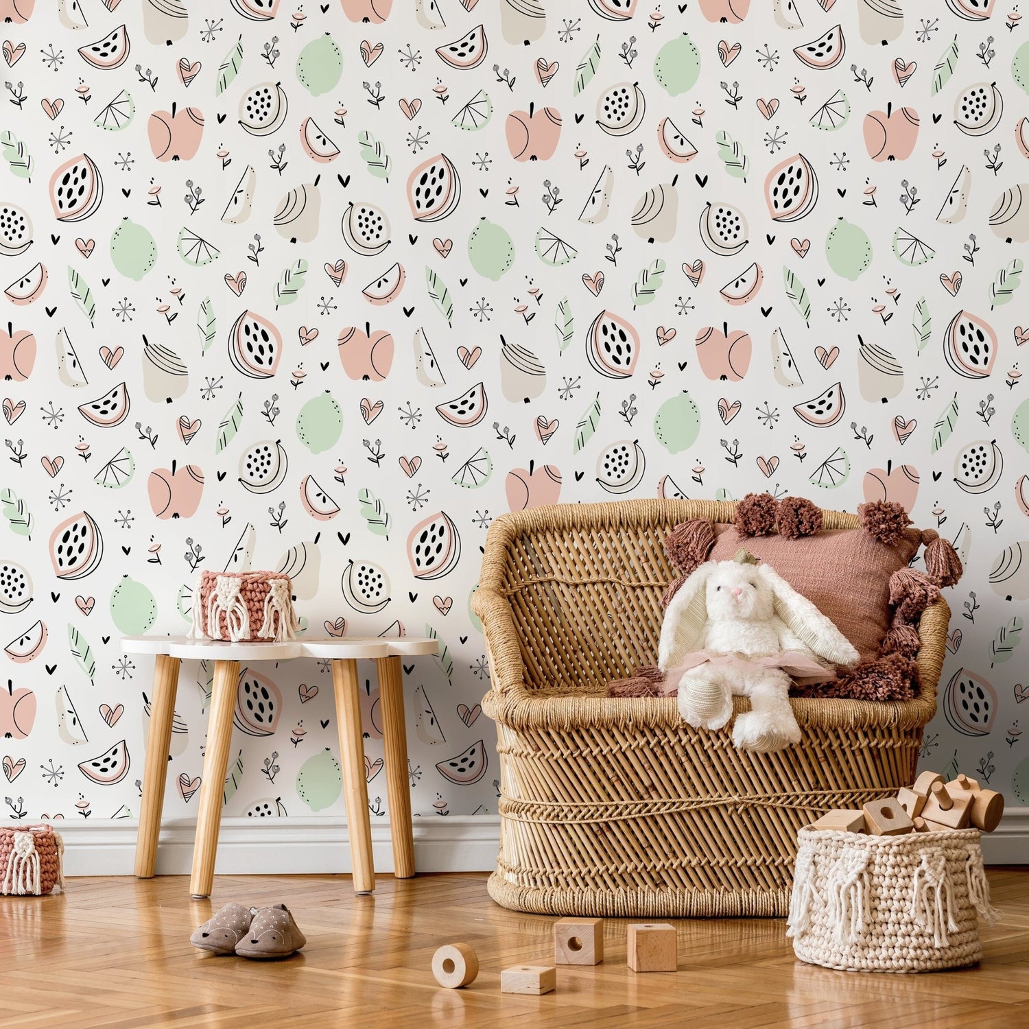 Removable Wallpaper Peel and Stick Wallpaper Wall Paper Wall Mural - Tropical Wallpaper Fruits - A367 - WallTrend