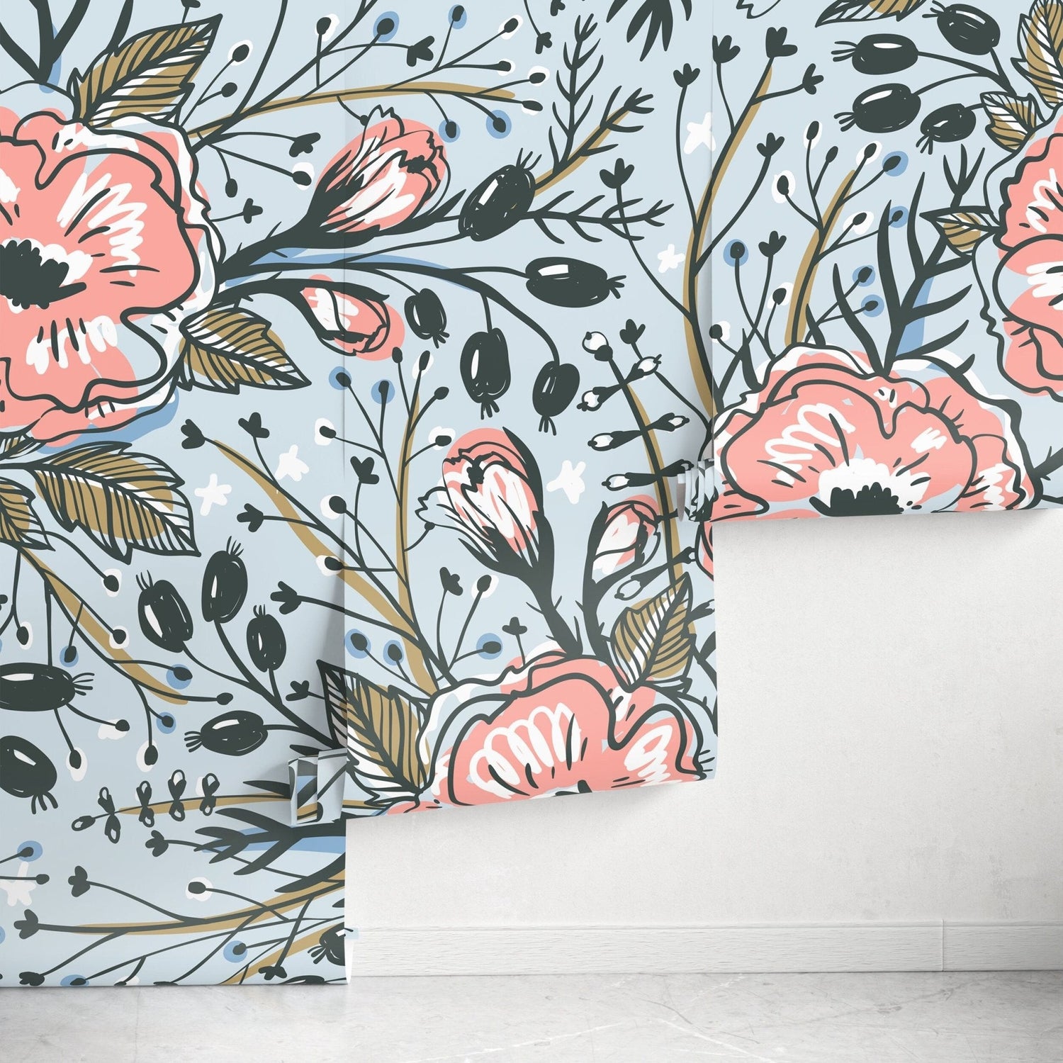 Removable Wallpaper Peel and Stick Wallpaper Wall Paper Wall Mural - Vintage Floral Wallpaper - A418 - WallTrend