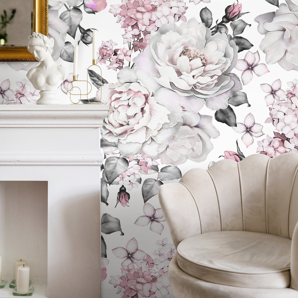 Removable Wallpaper Peel and Stick Wallpaper Wall Paper Wall Mural - Vintage Floral Wallpaper - A547 - WallTrend