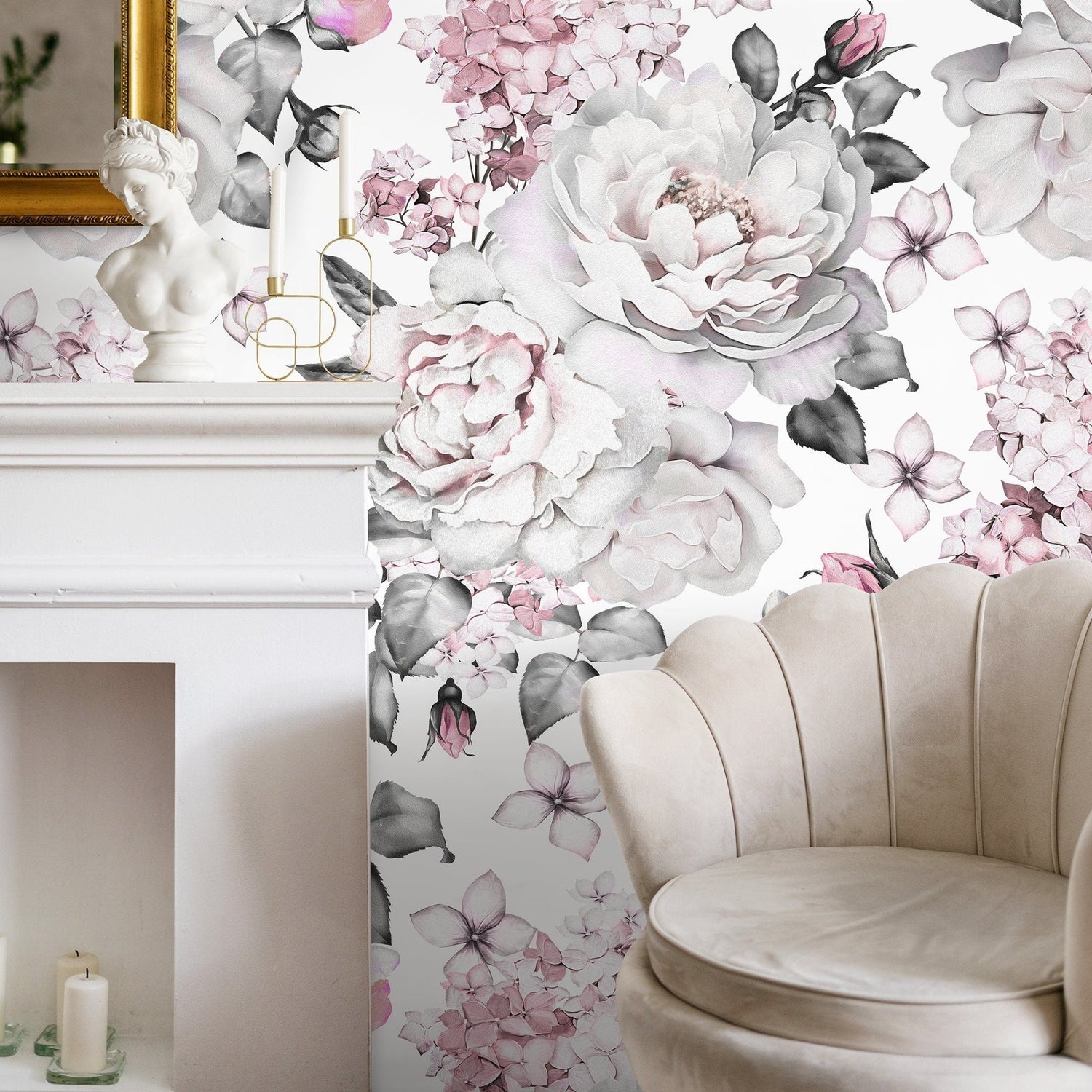 Removable Wallpaper Peel and Stick Wallpaper Wall Paper Wall Mural - Vintage Floral Wallpaper - A547 - WallTrend