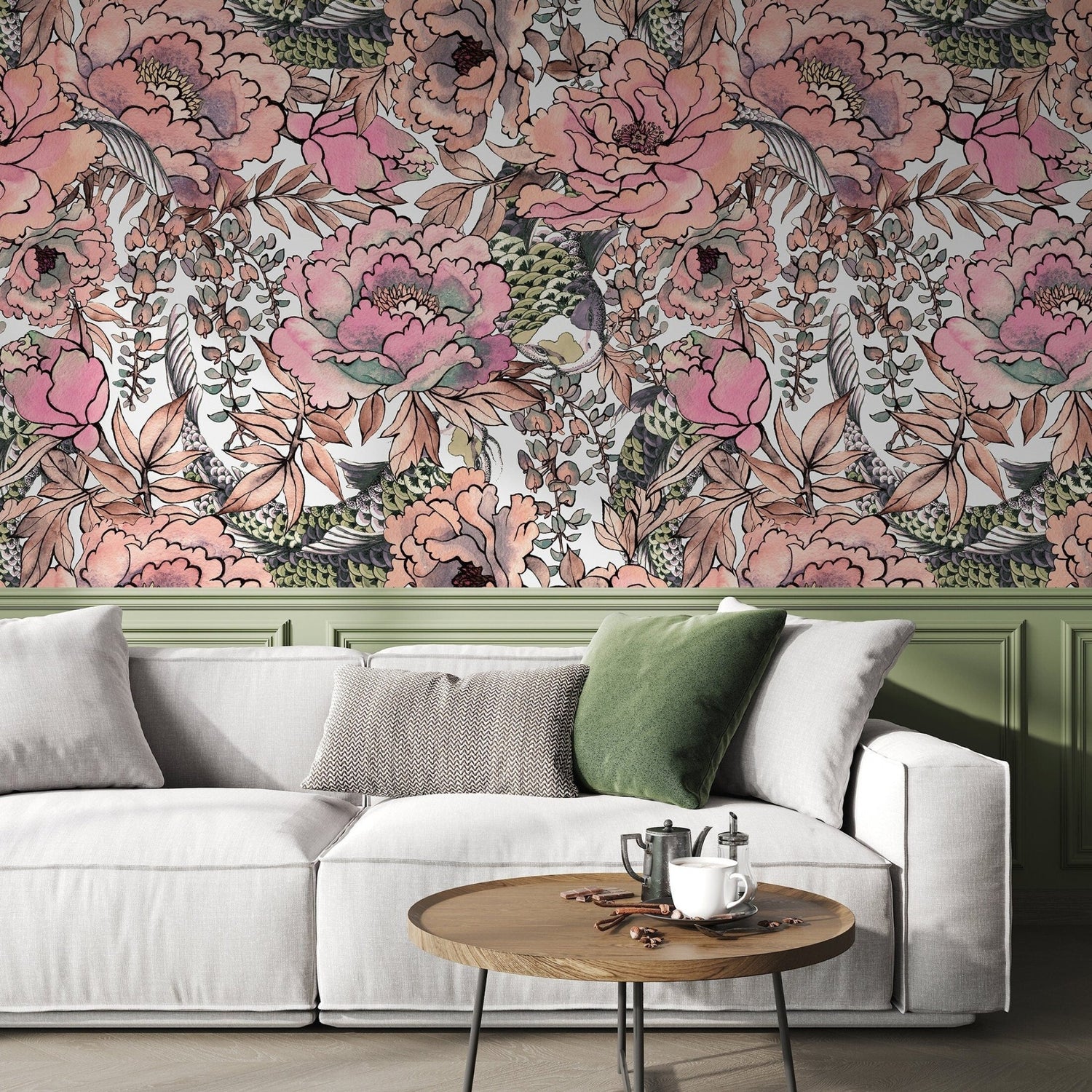 Removable Wallpaper Peel and Stick Wallpaper Wall Paper Wall Mural - Vintage Floral Wallpaper - A615 - WallTrend
