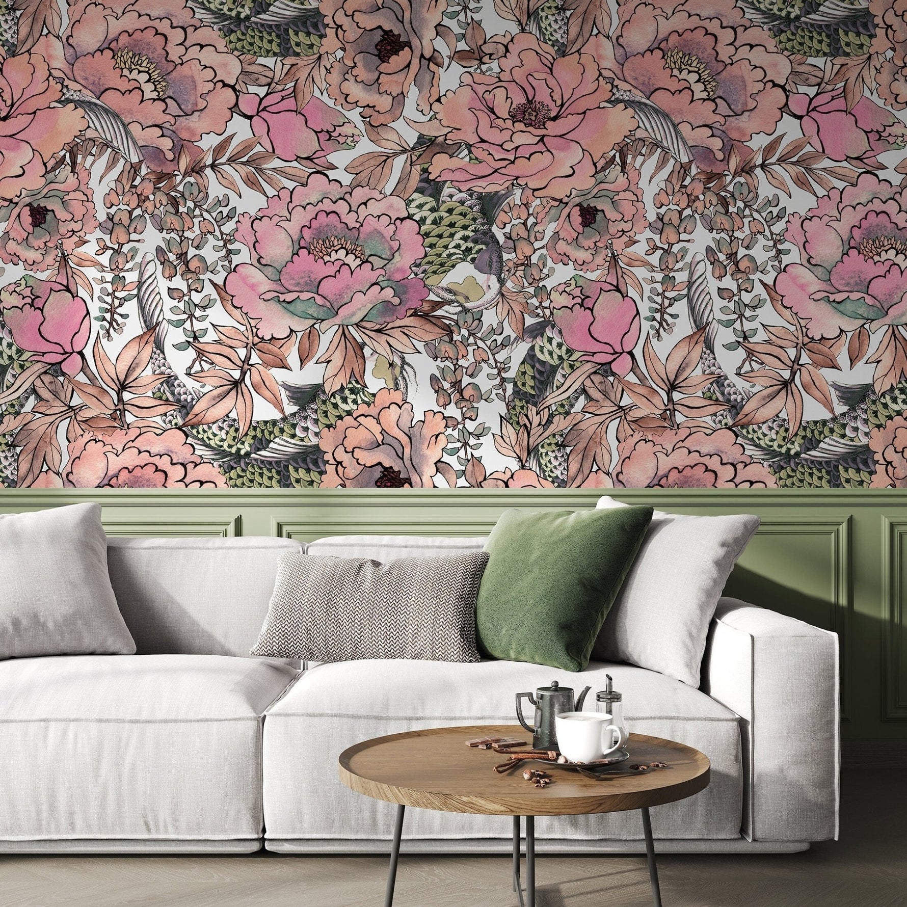 Removable Wallpaper Peel and Stick Wallpaper Wall Paper Wall Mural - Vintage Floral Wallpaper - A615 - WallTrend