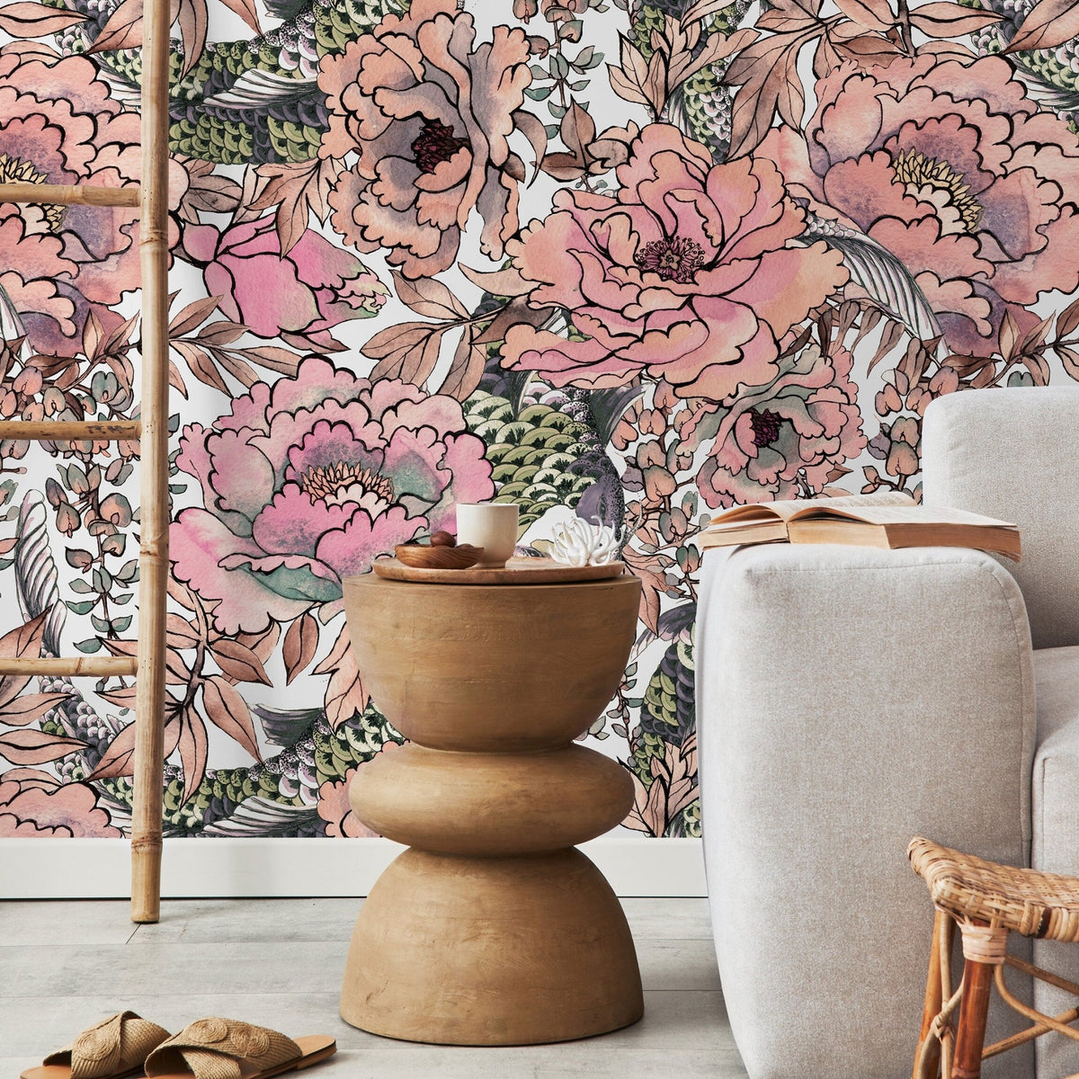 Removable Wallpaper Peel and Stick Wallpaper Wall Paper Wall Mural - Vintage Floral Wallpaper - A615 - WallTrend