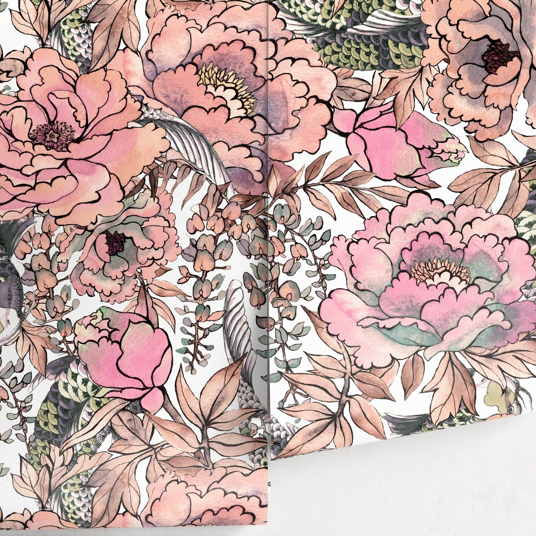 Removable Wallpaper Peel and Stick Wallpaper Wall Paper Wall Mural - Vintage Floral Wallpaper - A615 - WallTrend