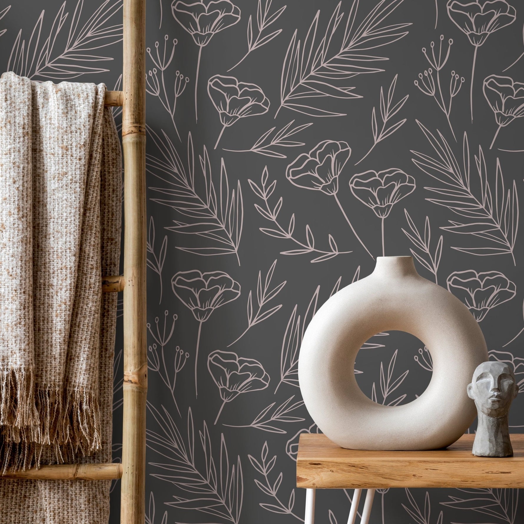 Removable Wallpaper Peel and Stick Wallpaper Wall Paper Wall Mural - Vintage Floral Wallpaper - C196 - WallTrend