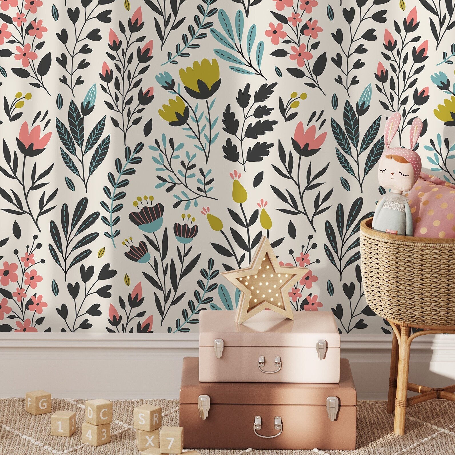 Removable Wallpaper Peel and Stick Wallpaper Wall Paper Wall Mural - Vintage Floral Wallpaper - C210 - WallTrend