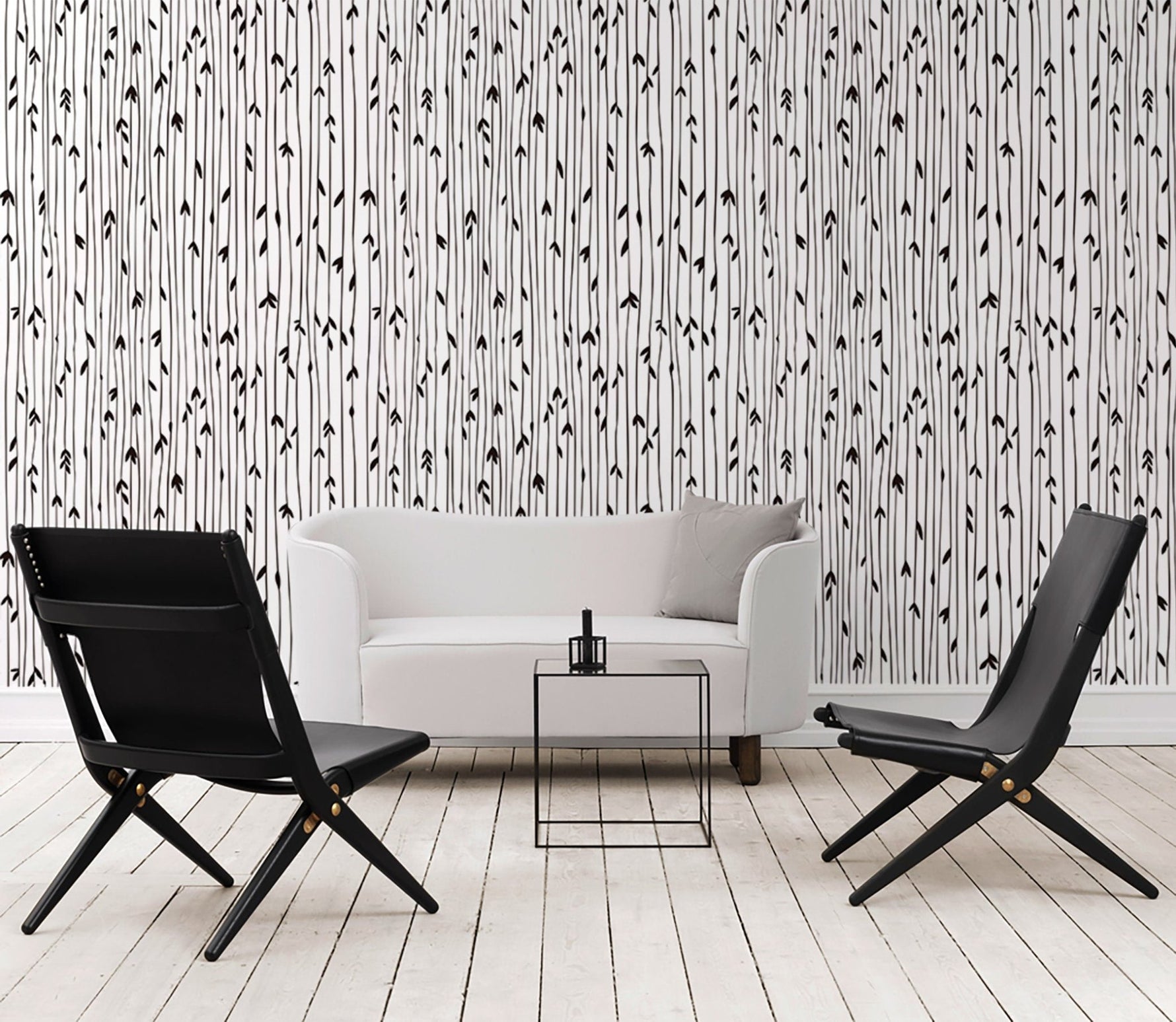 Removable Wallpaper, Scandinavian Wallpaper, Minimalistic Wallpaper, Peel and Stick Wallpaper, WallPaper, Watercolor Leaves Wallpaper - B060 - WallTrend