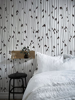 Removable Wallpaper, Scandinavian Wallpaper, Minimalistic Wallpaper, Peel and Stick Wallpaper, WallPaper, Watercolor Leaves Wallpaper - B060 - WallTrend