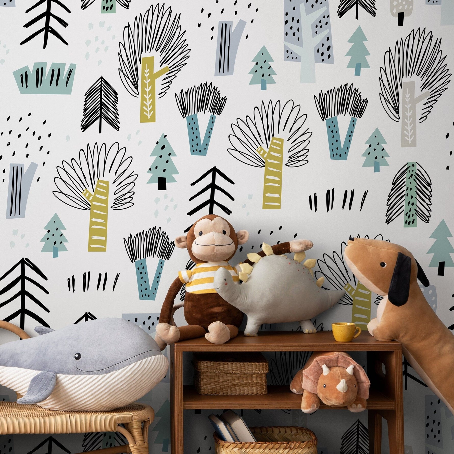 Removable Wallpaper Scandinavian Wallpaper Plants Wallpaper Peel and Stick Wallpaper Wall Paper - A675 - WallTrend
