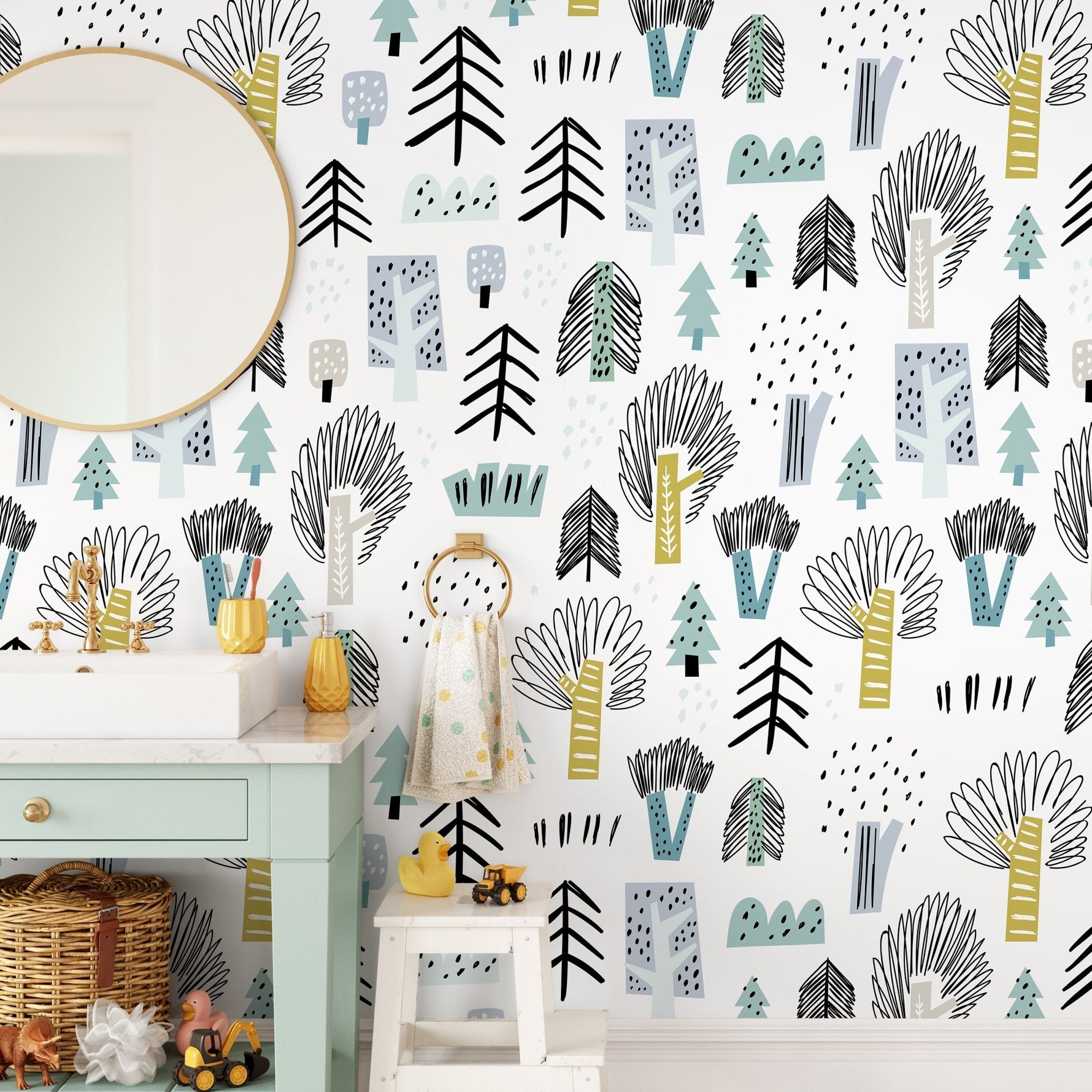 Removable Wallpaper Scandinavian Wallpaper Plants Wallpaper Peel and Stick Wallpaper Wall Paper - A675 - WallTrend