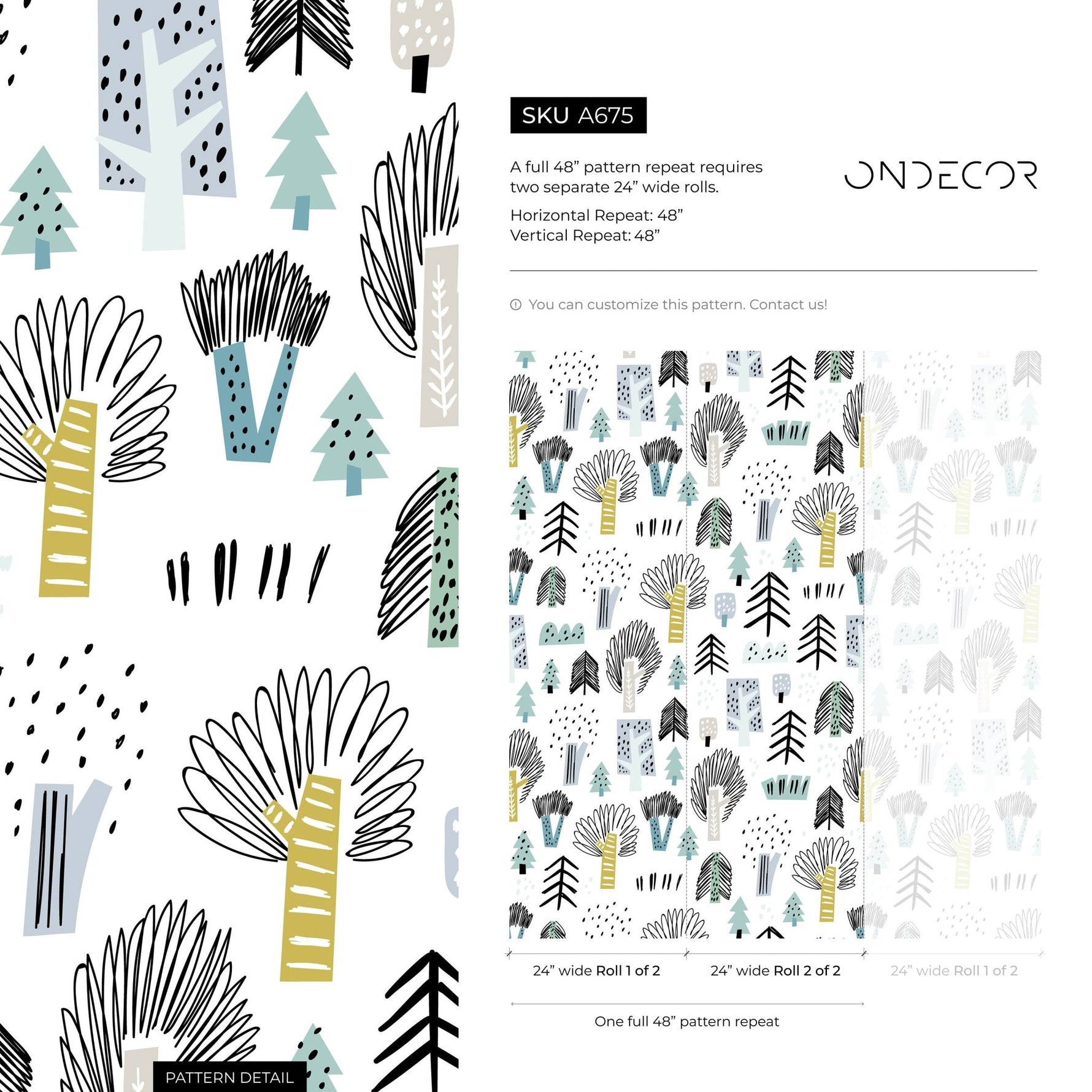Removable Wallpaper Scandinavian Wallpaper Plants Wallpaper Peel and Stick Wallpaper Wall Paper - A675 - WallTrend