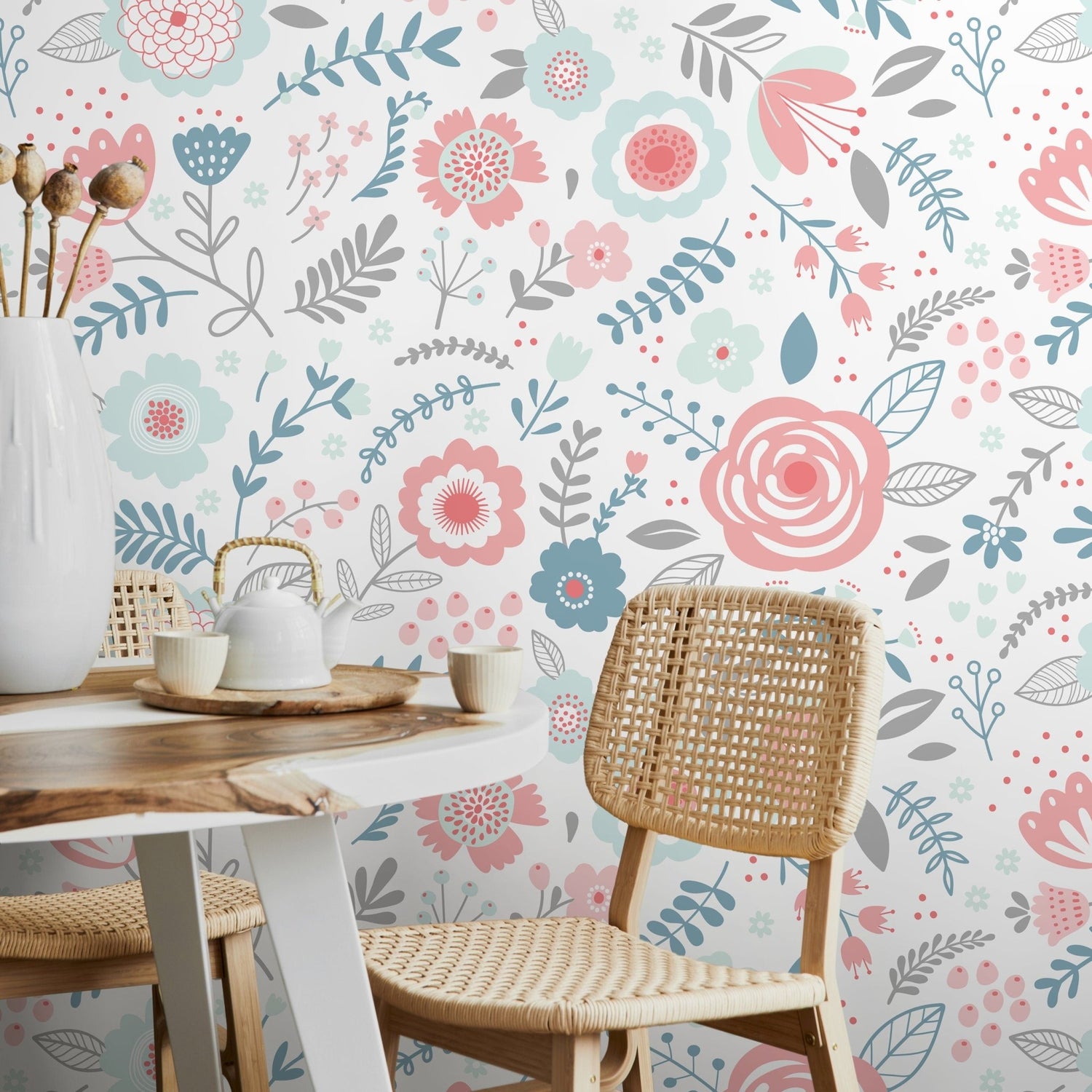 Removable Wallpaper Scandinavian Wallpaper Temporary Wallpaper Vintage Wallpaper Peel and Stick Wallpaper Wall Paper Boho - D982 - WallTrend