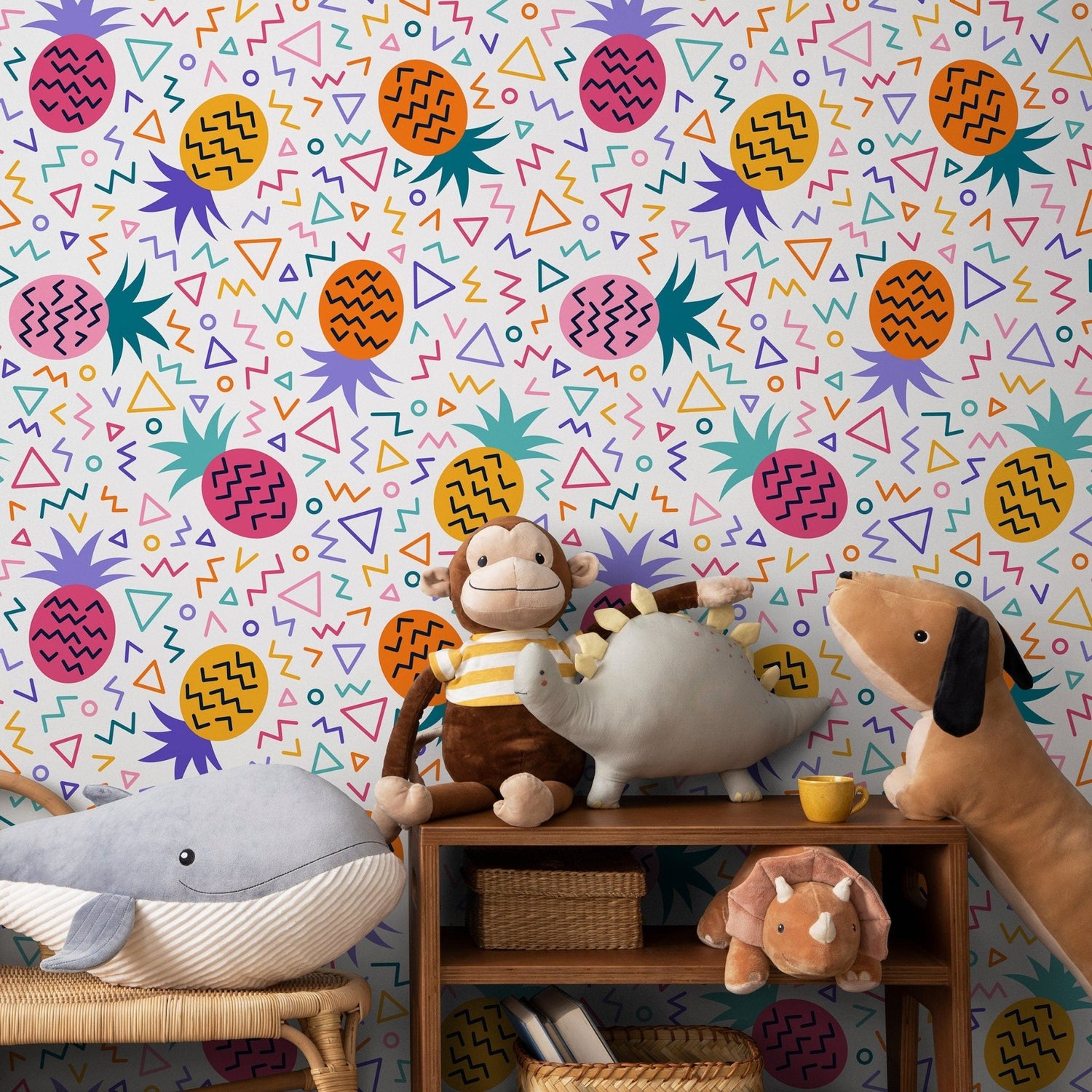 Room Decor Wallpaper Peel and Stick Wallpaper Removable Wallpaper Wall Art Wall Decor Home Decor / Colorful Pinneaple Wallpaper - B268 - WallTrend