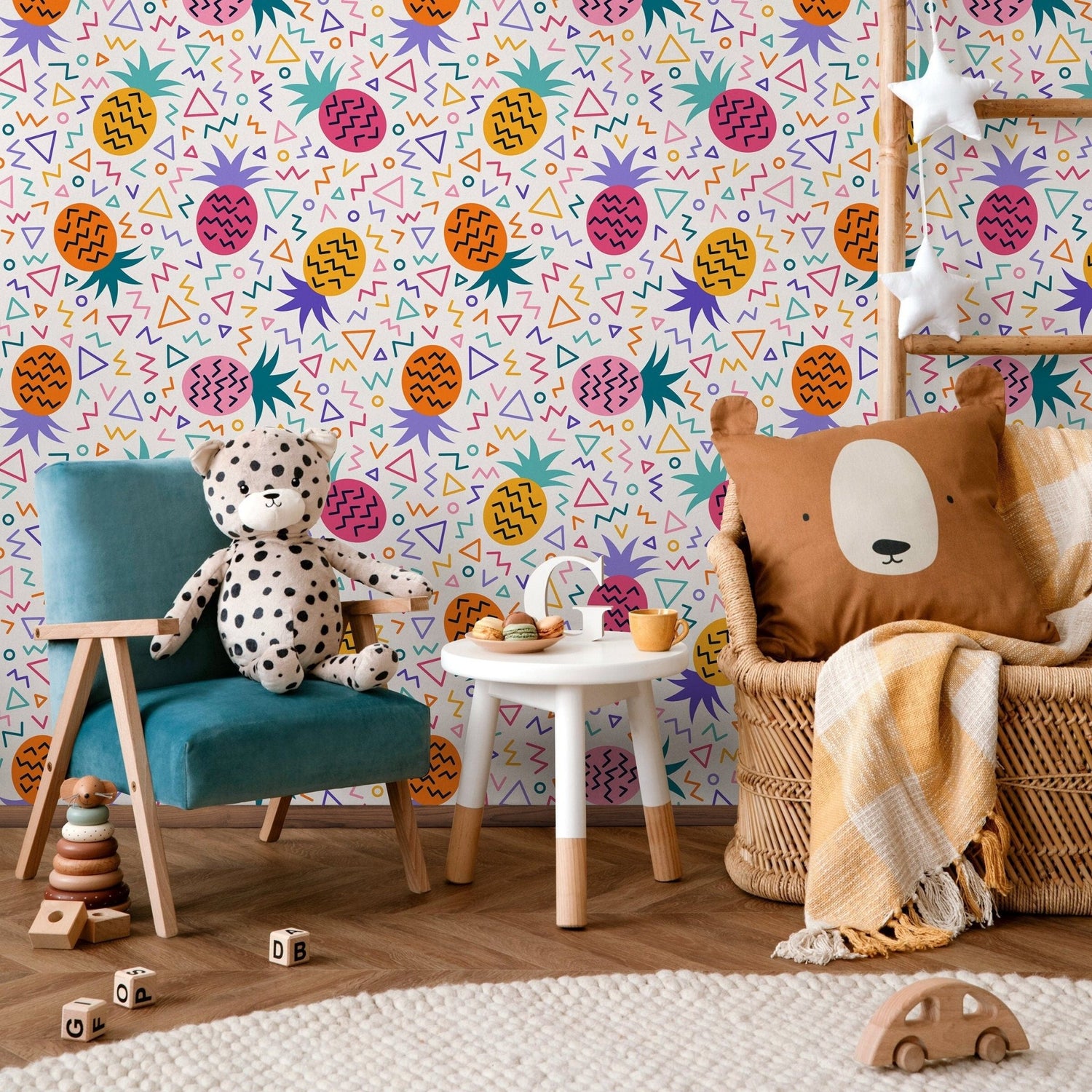 Room Decor Wallpaper Peel and Stick Wallpaper Removable Wallpaper Wall Art Wall Decor Home Decor / Colorful Pinneaple Wallpaper - B268 - WallTrend