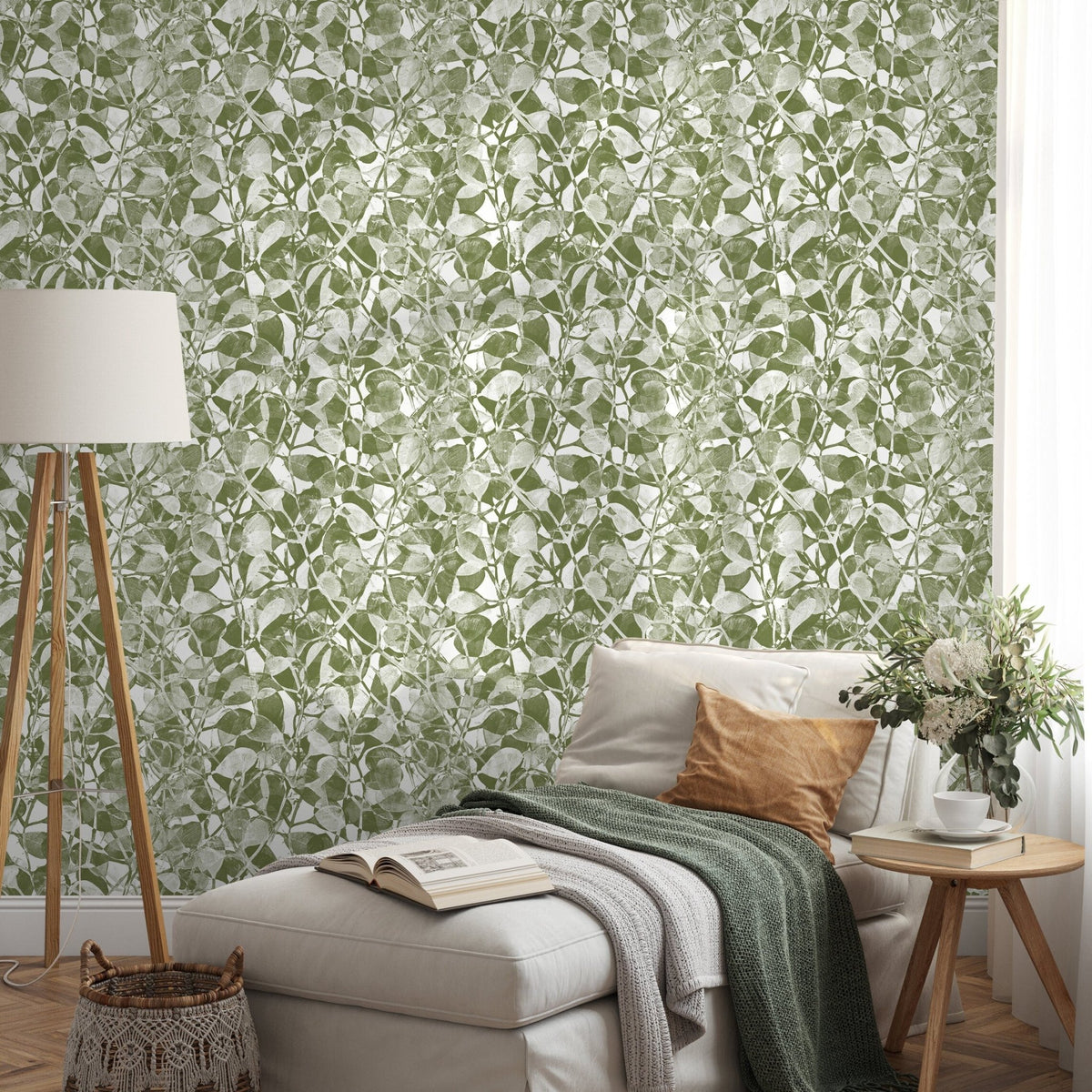 Sage Eucalyptus Wallpaper - C874 - WallTrend