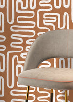 Seamless Rounded Lines Wallpaper Peel and Stick Removable Repositionable Brown Minimalist Light Abstract Brush Strokes Boho Moderne - ZAAJ - WallTrend