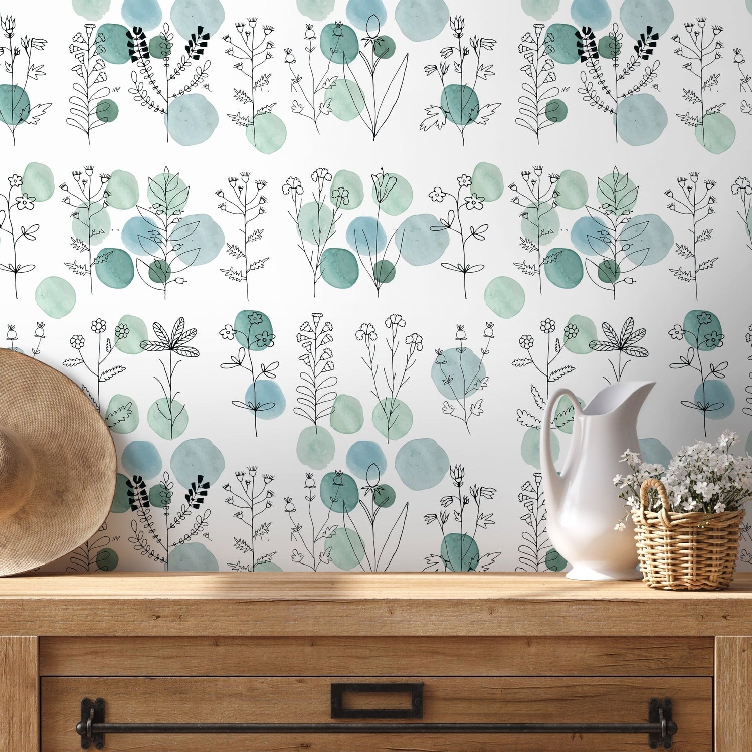 Self - adhesive Removable Wallpaper, Cactus Wallpaper, Peel and Stick Fabric Wallpaper, Custom Design Wall Mural, Wallpaper - A167 - WallTrend