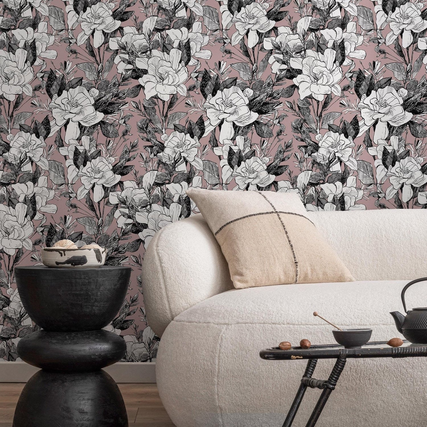Self - adhesive Removable Wallpaper, Floral Wallpaper, Peel and Stick Fabric Wallpaper, Custom Design Wall Mural, Wallpaper - B648 - WallTrend