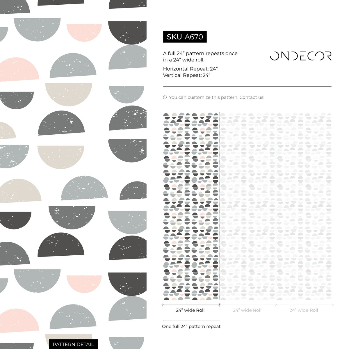 Semi - Circle Array Wallpaper - A670 - WallTrend