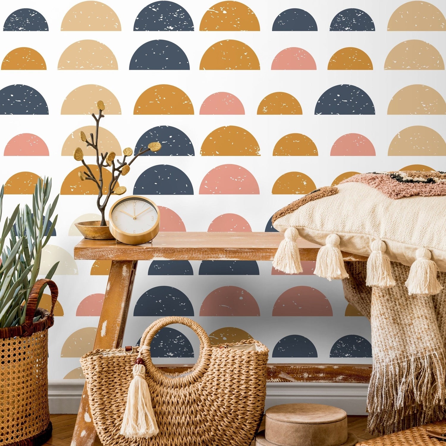 Semi - Circle Motif Wallpaper - A875 - WallTrend