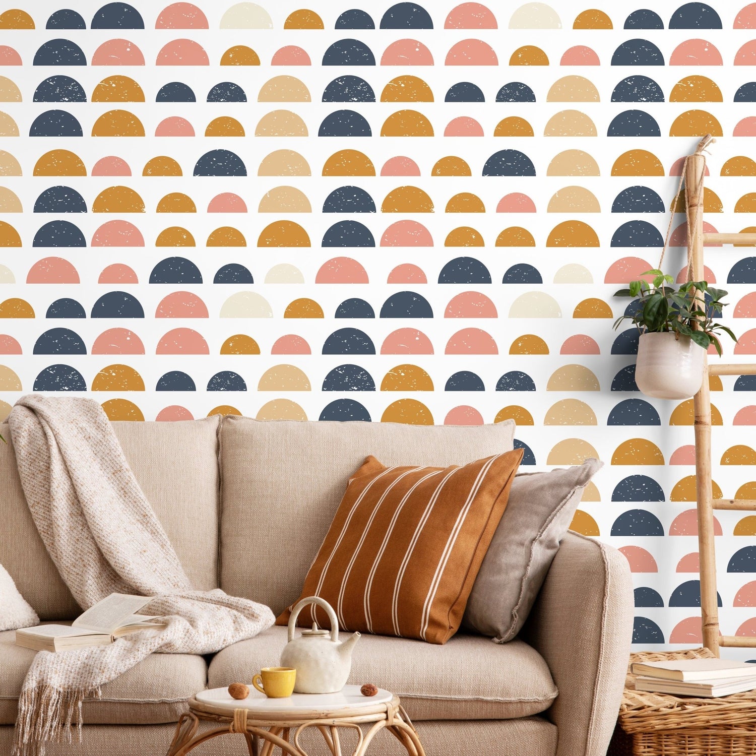 Semi - Circle Motif Wallpaper - A875 - WallTrend