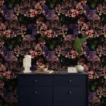 Skull and Butterfly Wallpaper Dark Floral Wallpaper Peel and Stick and Traditional Wallpaper - D898 - WallTrend