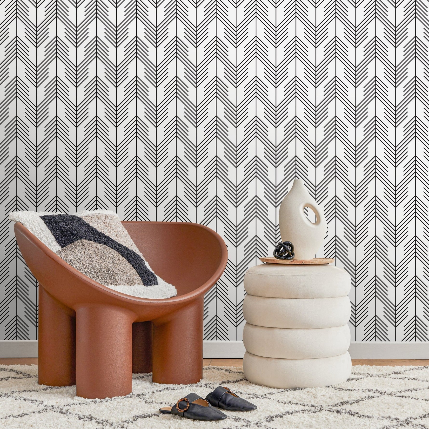 Sleek Herringbone Wallpaper - A345 - WallTrend