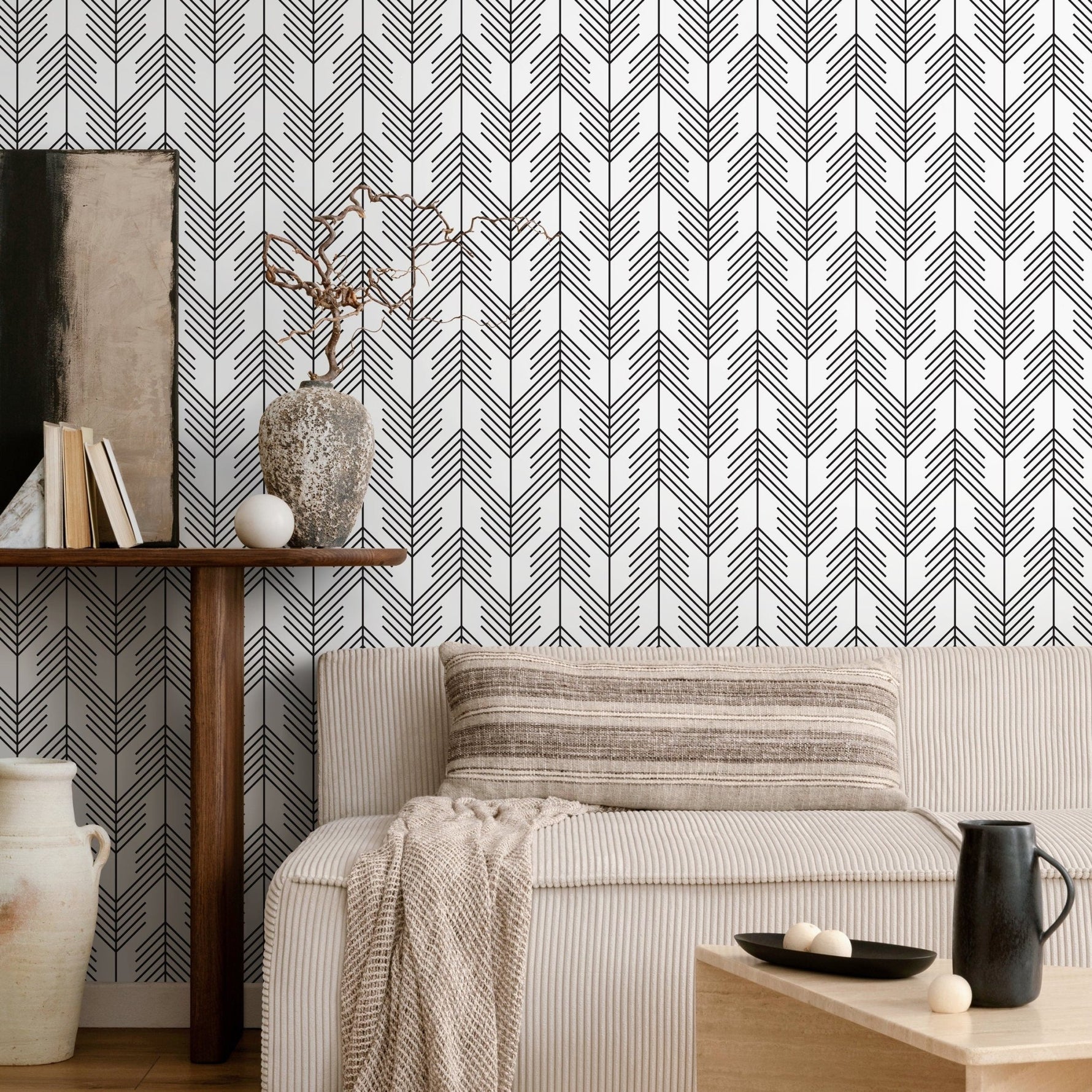 Sleek Herringbone Wallpaper - A345 - WallTrend