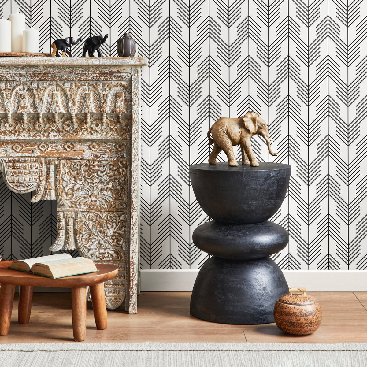 Sleek Herringbone Wallpaper - A345 - WallTrend