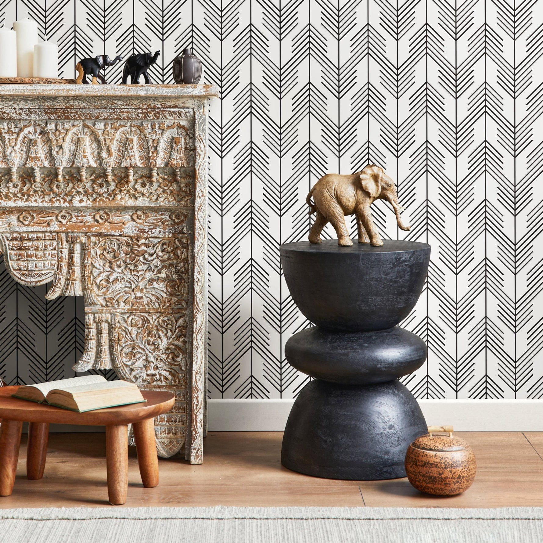 Sleek Herringbone Wallpaper - A345 - WallTrend