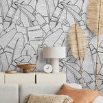 Sleek Monochrome Foliage Wallpaper - A961 - WallTrend