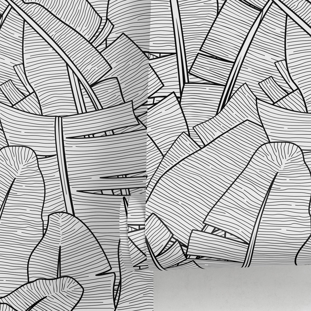 Sleek Monochrome Foliage Wallpaper - A961 - WallTrend