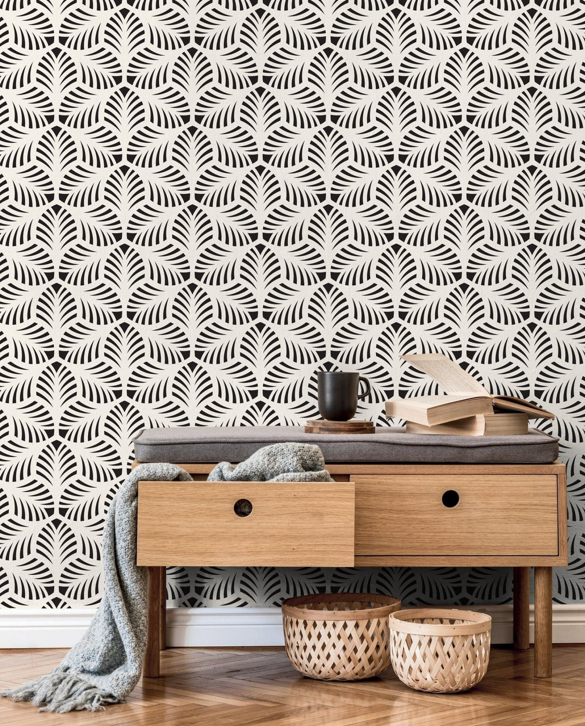 Sleek Palm Leaf Wallpaper - C440 - WallTrend