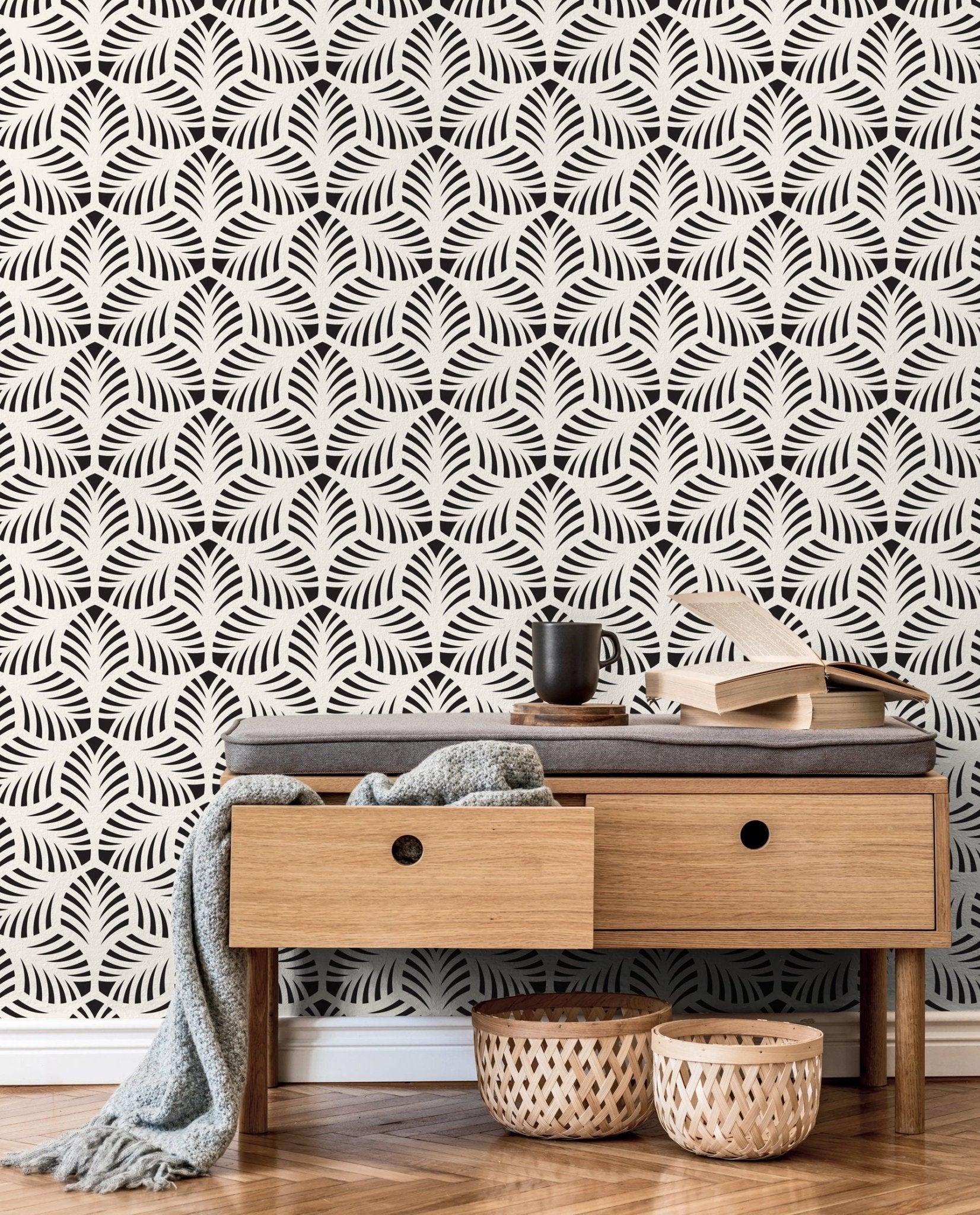 Sleek Palm Leaf Wallpaper - C440 - WallTrend